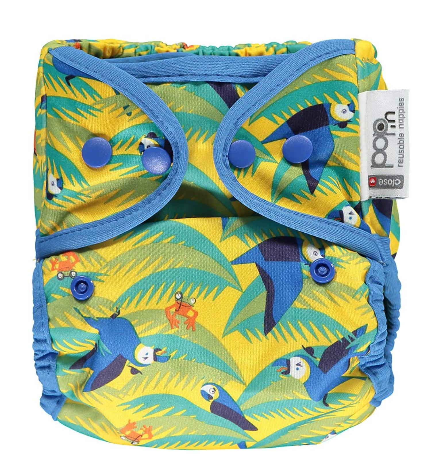 Close Parent Green Parrot Waterproof Nappy Cover | Adjustable Design for Newborn to Toddler | Eco-Friendly & Fits Flat/Fitted Nappies - Buy Online on GoSupps.com