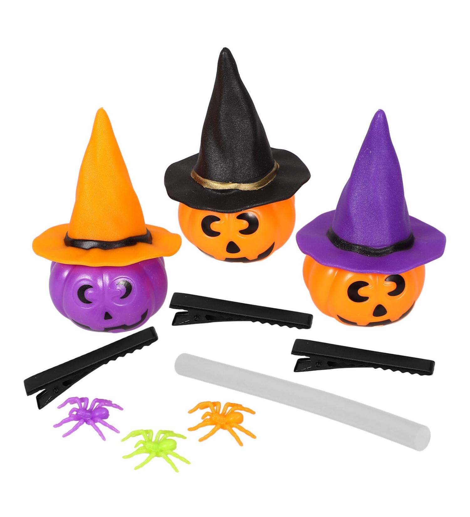 Healeved 1 Set of Halloween Hair Clip DIY Kit Halloween Barrettes Witch Hat Spider Pumpkin Hairpin Making Material Kit for Halloween - Buy Online on GoSupps.com