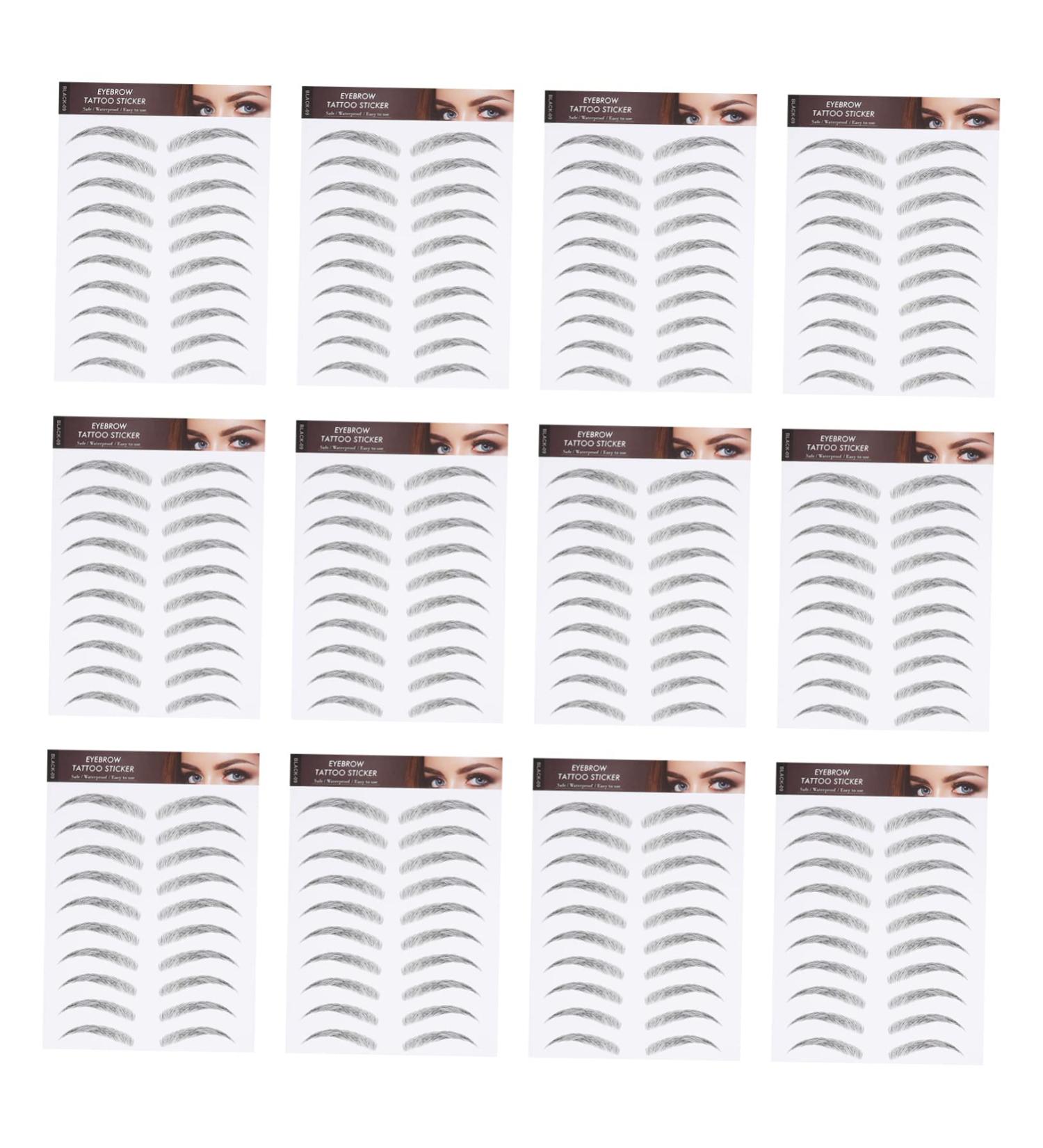 DRESSOOS 12 Sheets Waterproof Eyebrow Stickers Makeup Eyebrow Transfers Eyebrow Transfer Stickers 3d Template - Buy Online on GoSupps.com