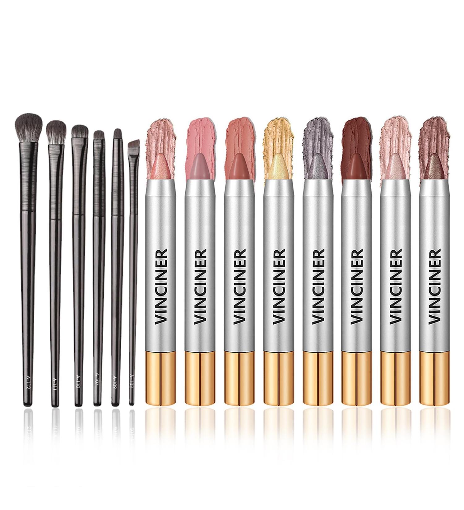 8 Colors Glitter Eyeshadow Stick Colorful Set 6 Eye Makeup Brush Set Waterproof Eye Shadow Pencil Eye shadow Stick Pen Makeup Set Waterproof & Long Lasting Starter Eyeshadow Stick Sets 58*8+6 - Buy Online on GoSupps.com