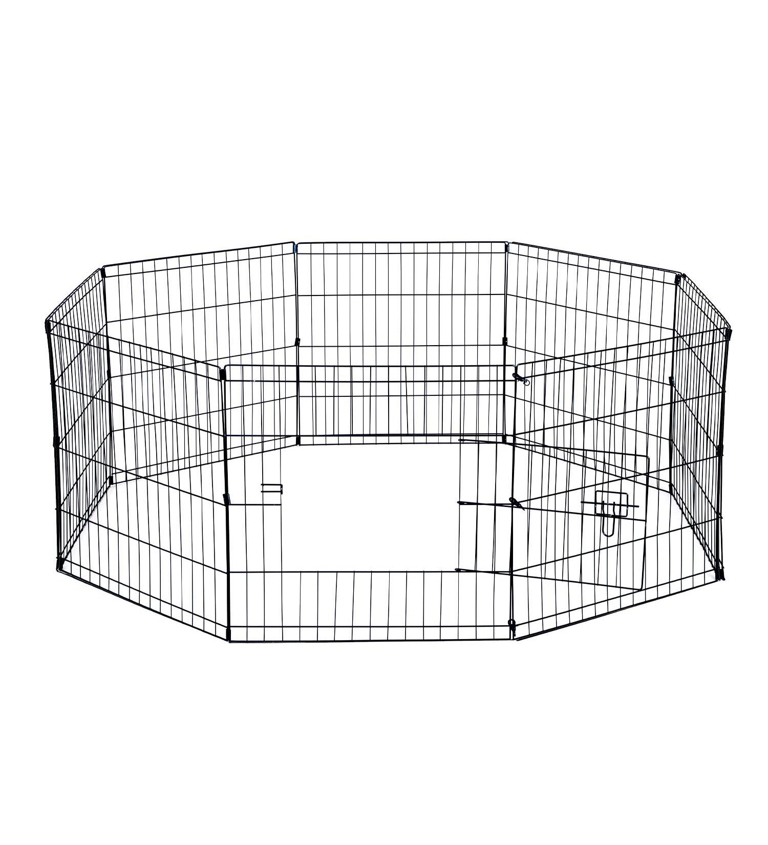 Dog Exercise Pen 8-Panel 24 Inch - Metal Wire Puppy Playpen for Outdoor Yard - Foldable Pet Playpen with Door - Buy Online on GoSupps.com