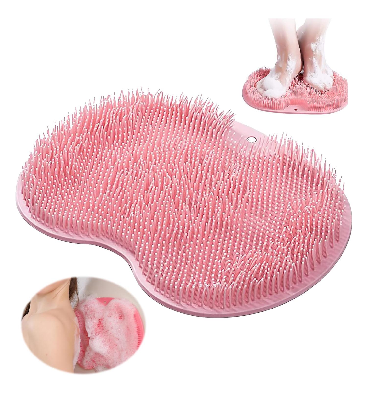 Slip-Proof Silicone Massage Pad & Back Scrubber | Suction Cup Foot Brush for Relaxation & Peeling - Red - Buy Online on GoSupps.com