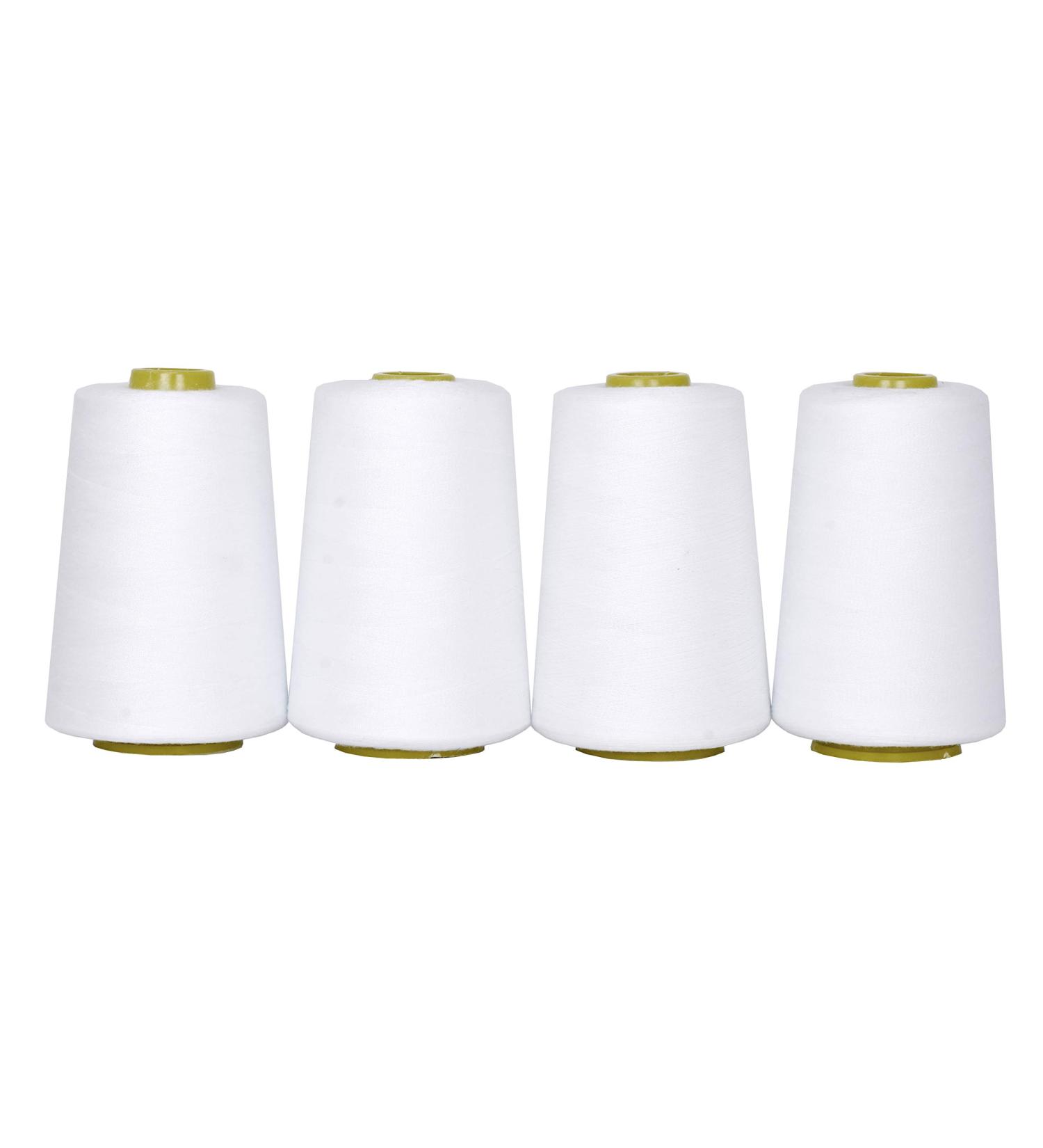 Mandala Crafts White Serger Thread Cones 4 Pack - 24000 Yds Polyester Thread for Overlock Sewing - 40S/2 All Purpose Sewing Thread - Buy Online on GoSupps.com