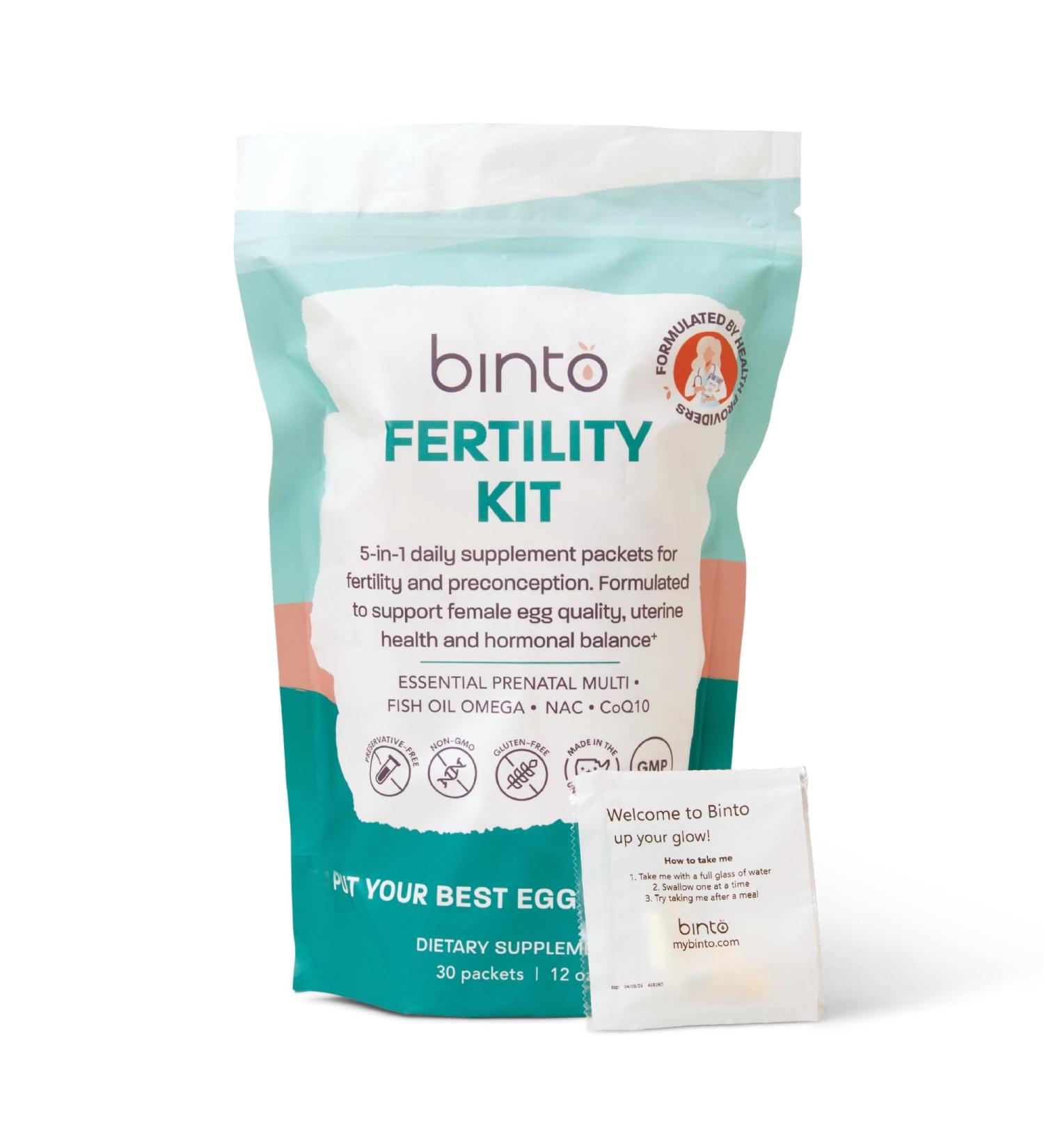 Binto Women s Fertility Kit Supports Egg Health Reproductive Wellness Includes CoQ10 NAC and Fish Oil - Buy Online on GoSupps.com