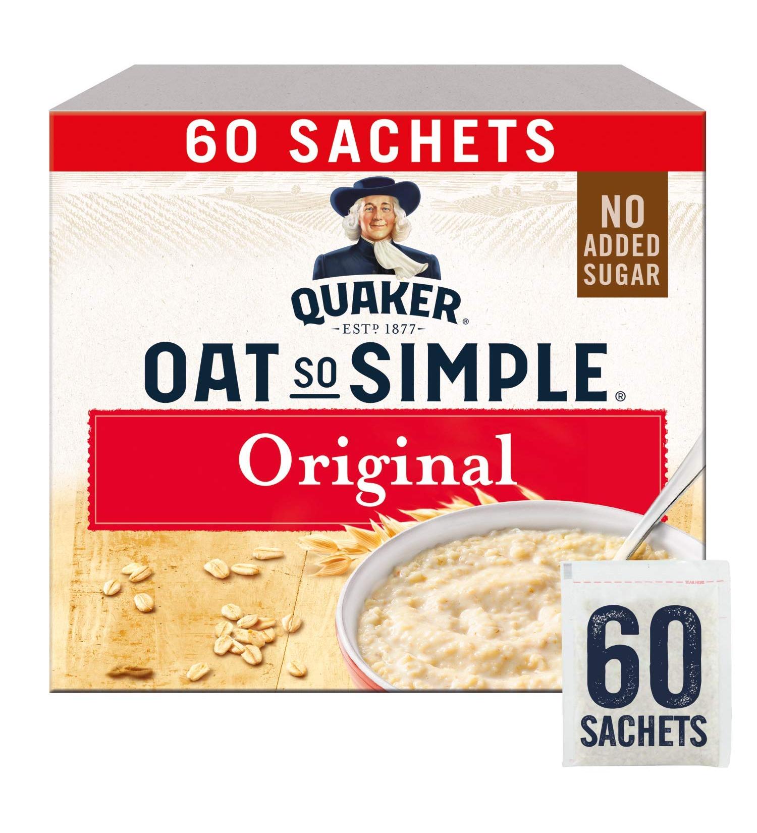 Quaker Oats So Simple Original Microwaveable 27g Sachets X 60 1.62 kg (Lot de 1)