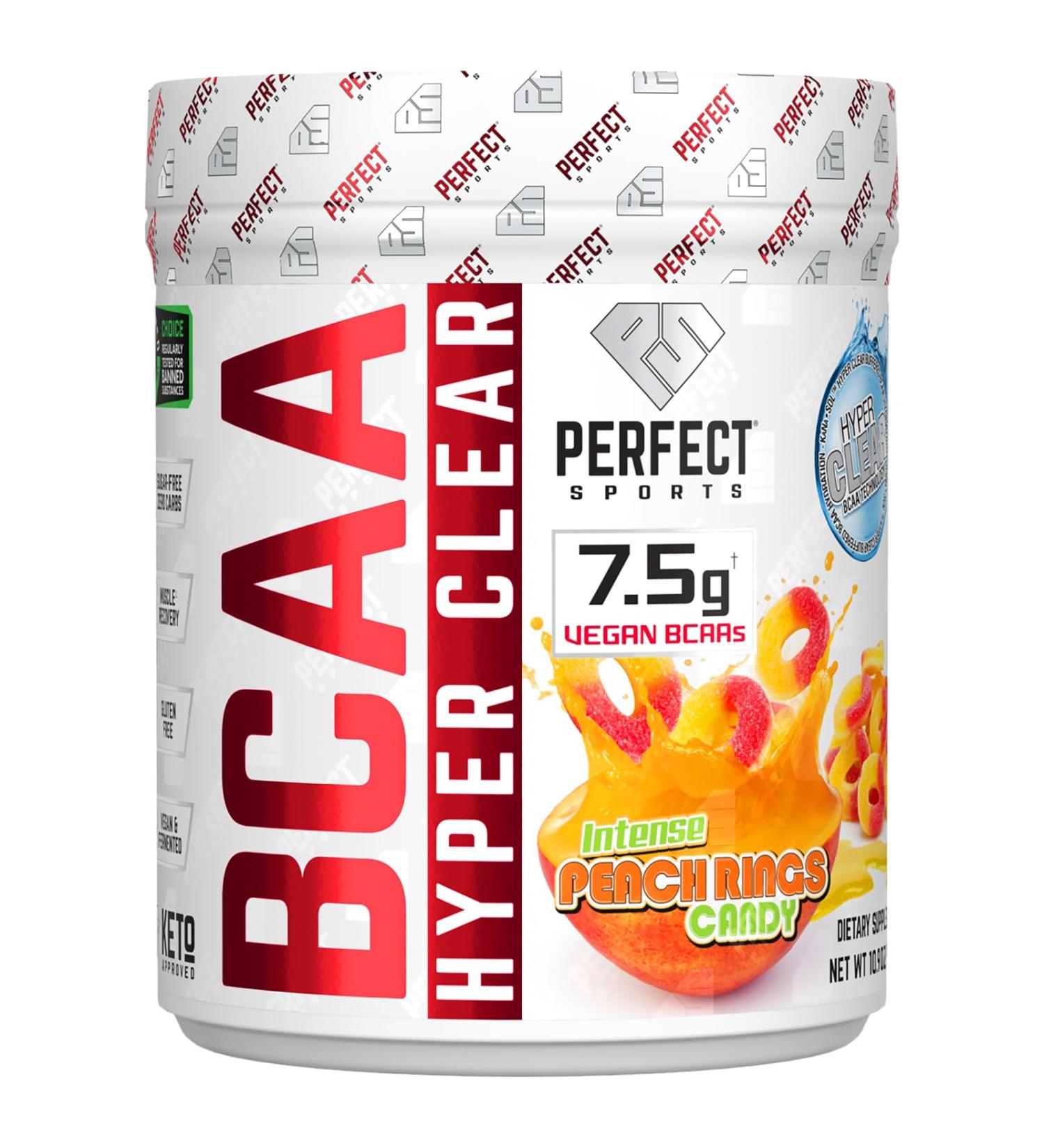 Buy PERFECT SPORTS BCAA Hyper Clear - 7.5G Vegan BCAAs 310G Intense Peach Rings | Fast Worldwide Shipping - Buy Online on GoSupps.com