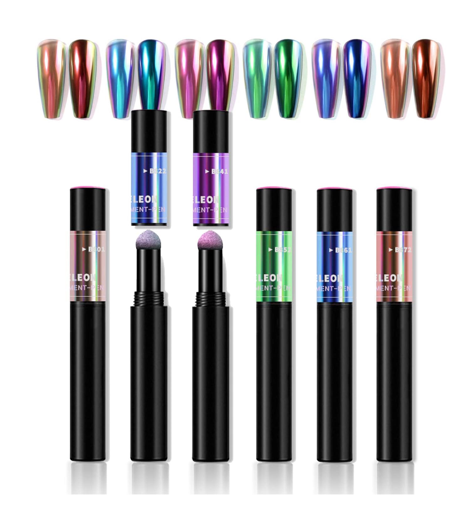 Buy Roseflower 6 Sticks Air Cushion Chrome Powder Pencil - Holographic Nail Art Decoration Shiny Metallic Effect Durable DIY Manicure Tool - International Shipping - Buy Online on GoSupps.com