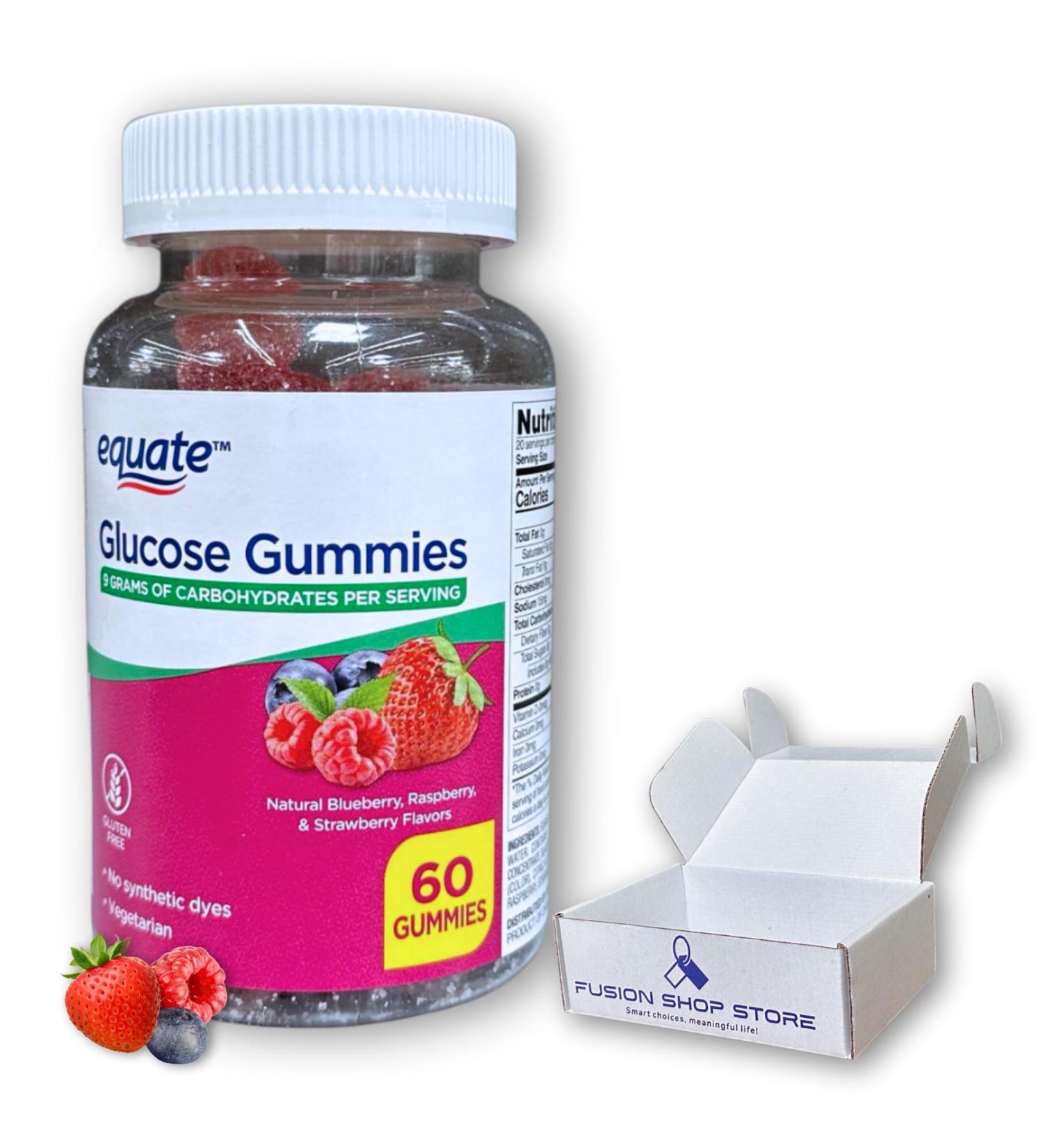 Glucose Gummies- Blueberry Raspberry and Strawberry Flavor 60ct (Pack of 1) Boxed by Fusion Shop Store - Buy Online on GoSupps.com