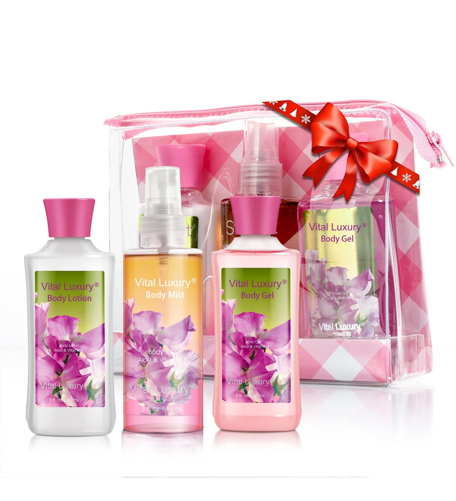 Vital Luxury Bath & Body Care Travel Set - Pea Flower Scent Home Spa Gift Set for Him and Her - Buy Online on GoSupps.com