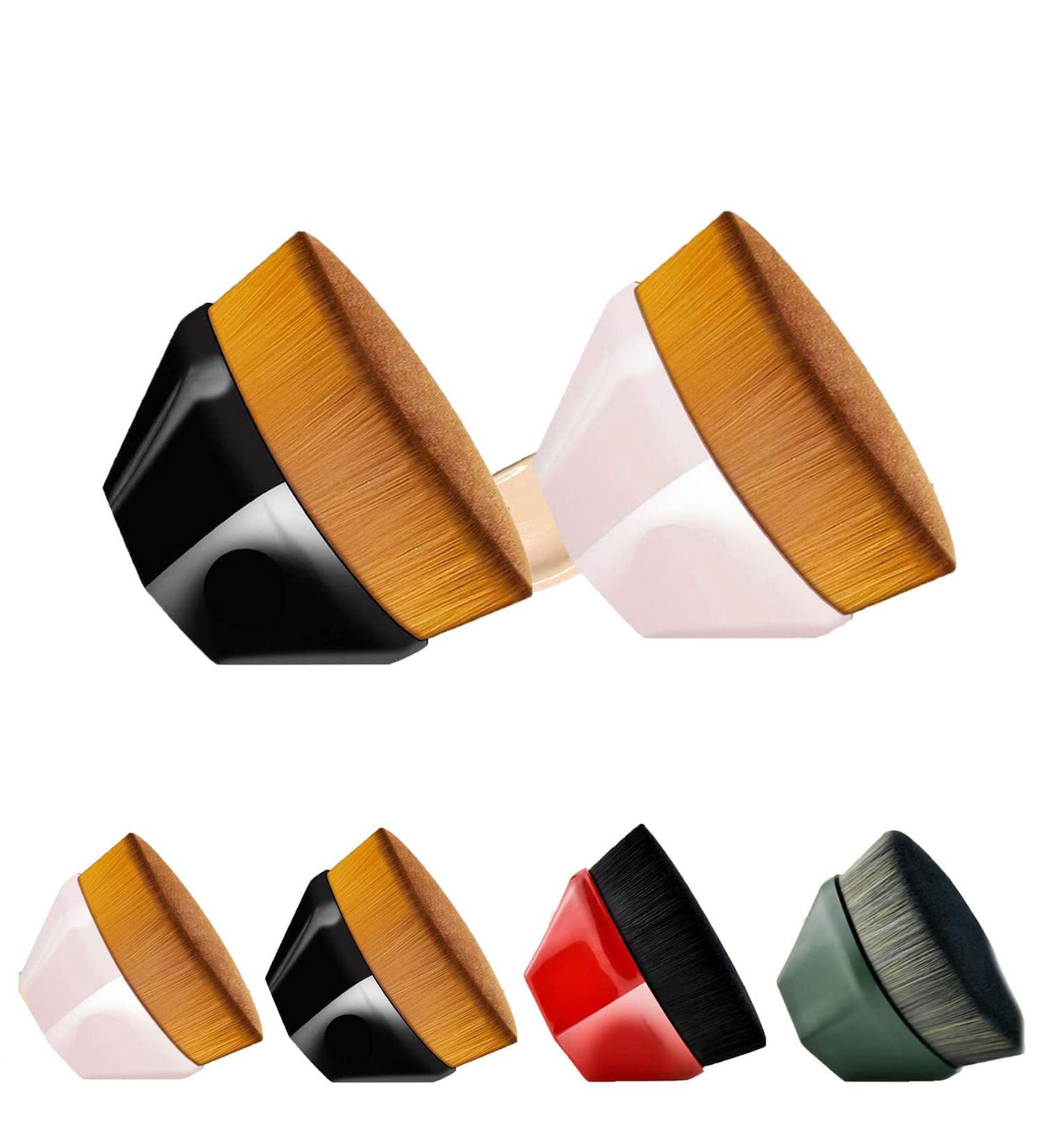 2/4 Pcs Cepillo De Maquillaje Con Tapa Plana - Brochas Para Base De Maquillaje Flat Top Foundation Brush Momma Brush Makeup Foundation Makeup Brush for Women (Black & Pink) - Buy Online on GoSupps.com