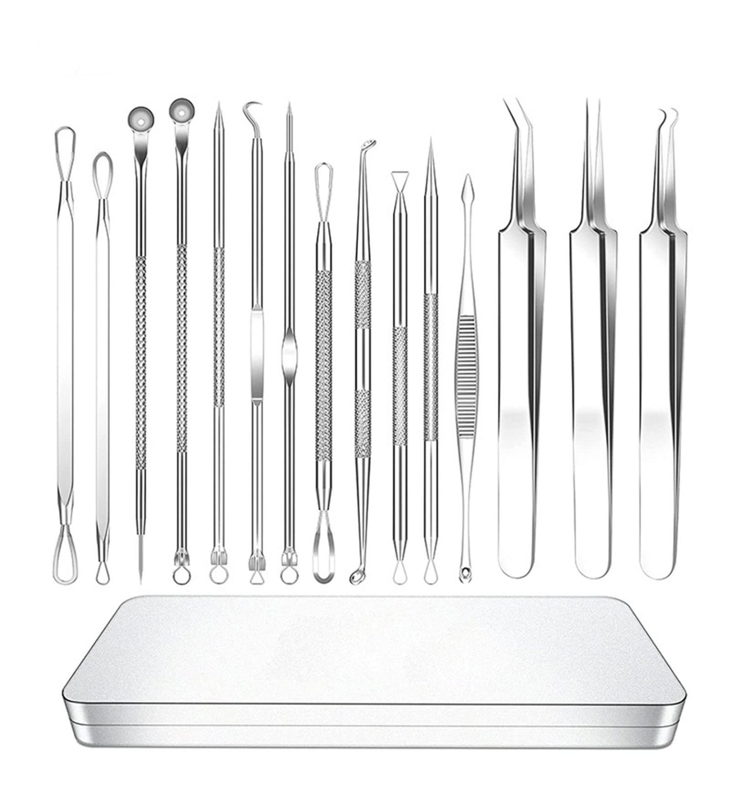 Pimple Popper Tool Kit - 15PCS Blackhead Remover & Extraction Tools for Estheticians - Buy Online on GoSupps.com