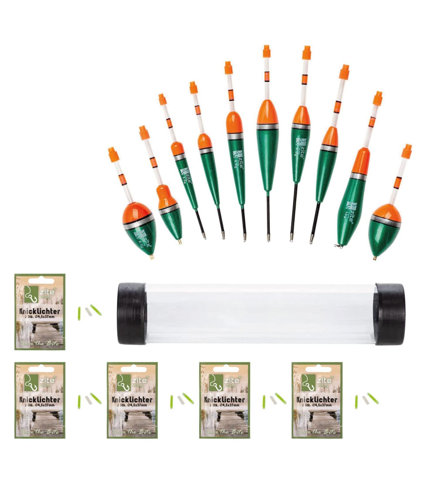 Zite Fishing Glow Stick Set - 10 Float Tube Eel Floats & Glow Sticks for Predatory Fish | International Shipping Available - Buy Online on GoSupps.com
