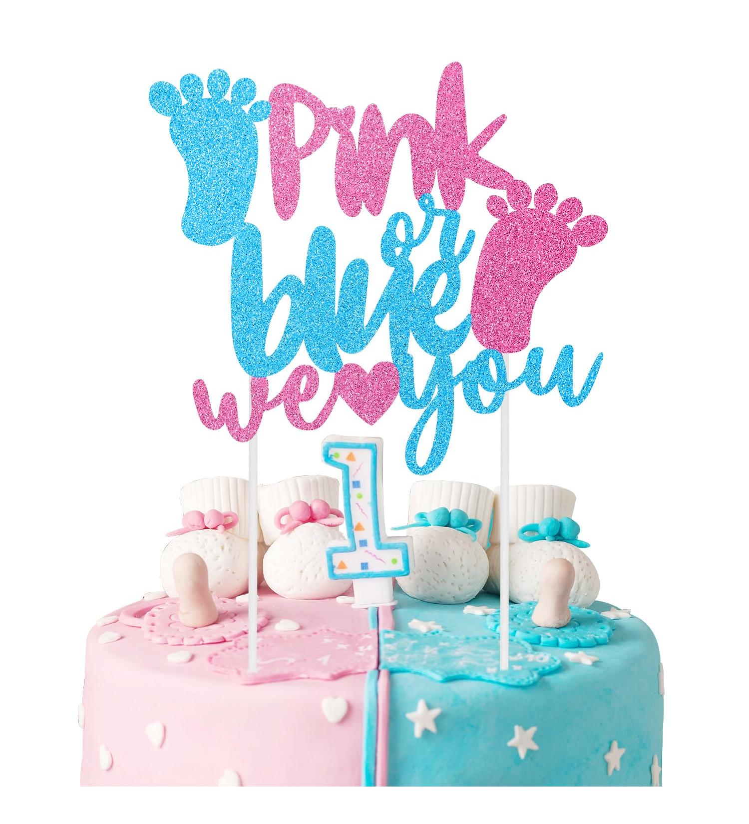 Boy or Girl Cake Topper Glitter Pink or Blue We Love You Gender Reveal Cake Decorations for Baby Shower Kids Boys Girls Birthday Party Decoration Supplies A4SGFLCP - Buy Online on GoSupps.com