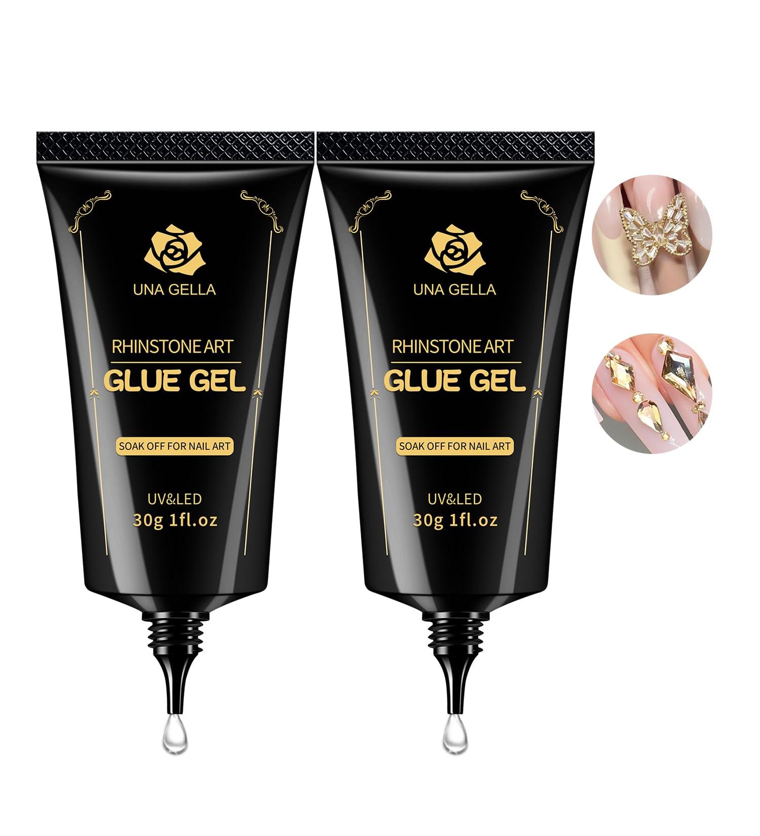 UNA GELLA Nail Art Rhinestone Glue Gel 60ml - Super Strong Adhesive for Gem Beads Crystals & 3D Nail Art | Long Lasting & Odorless - Buy Online on GoSupps.com