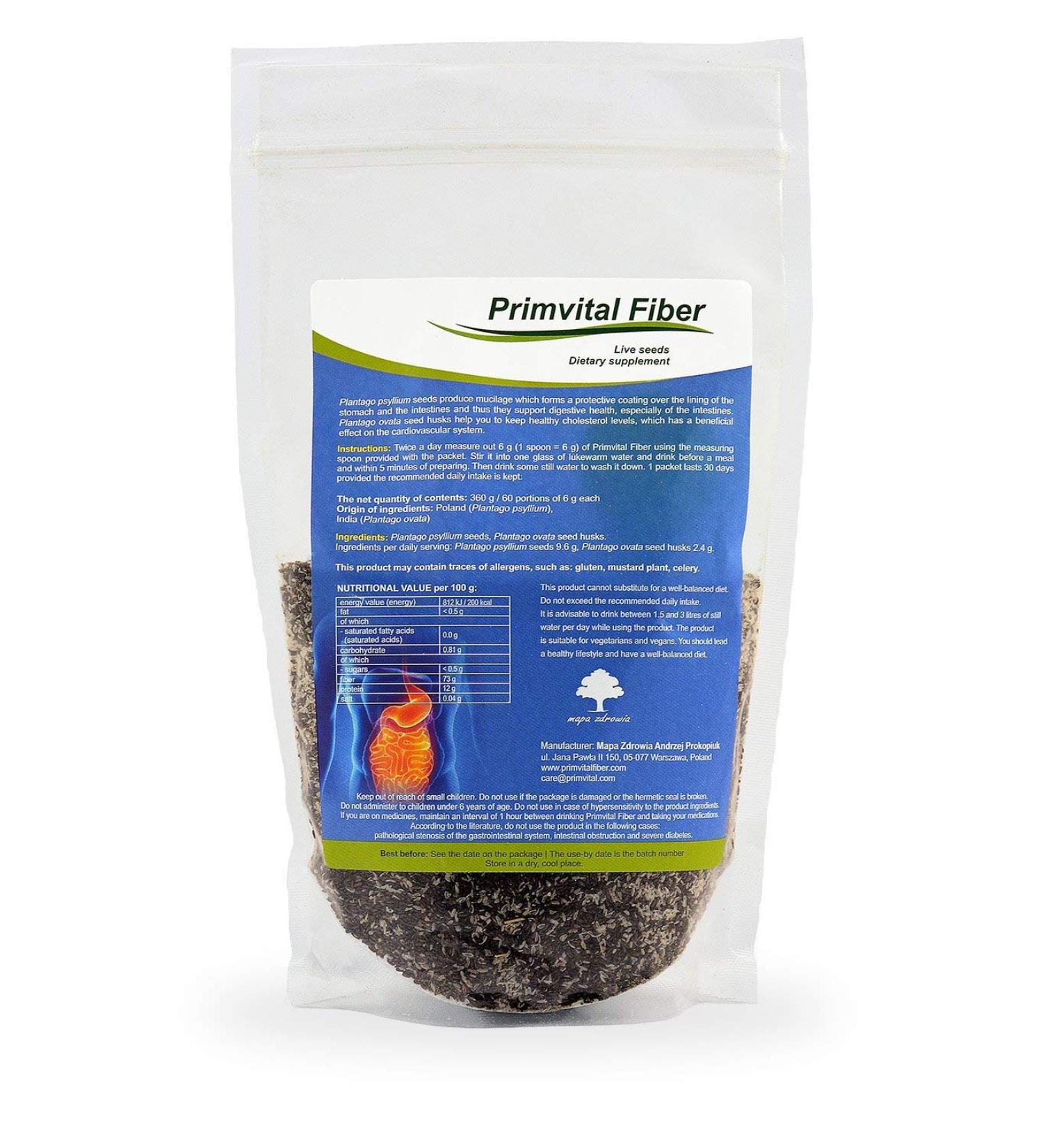 Primvital Fiber - 100% Natural Body Detox & Colon Cleanse with Fresh Seeds - Buy Online on GoSupps.com