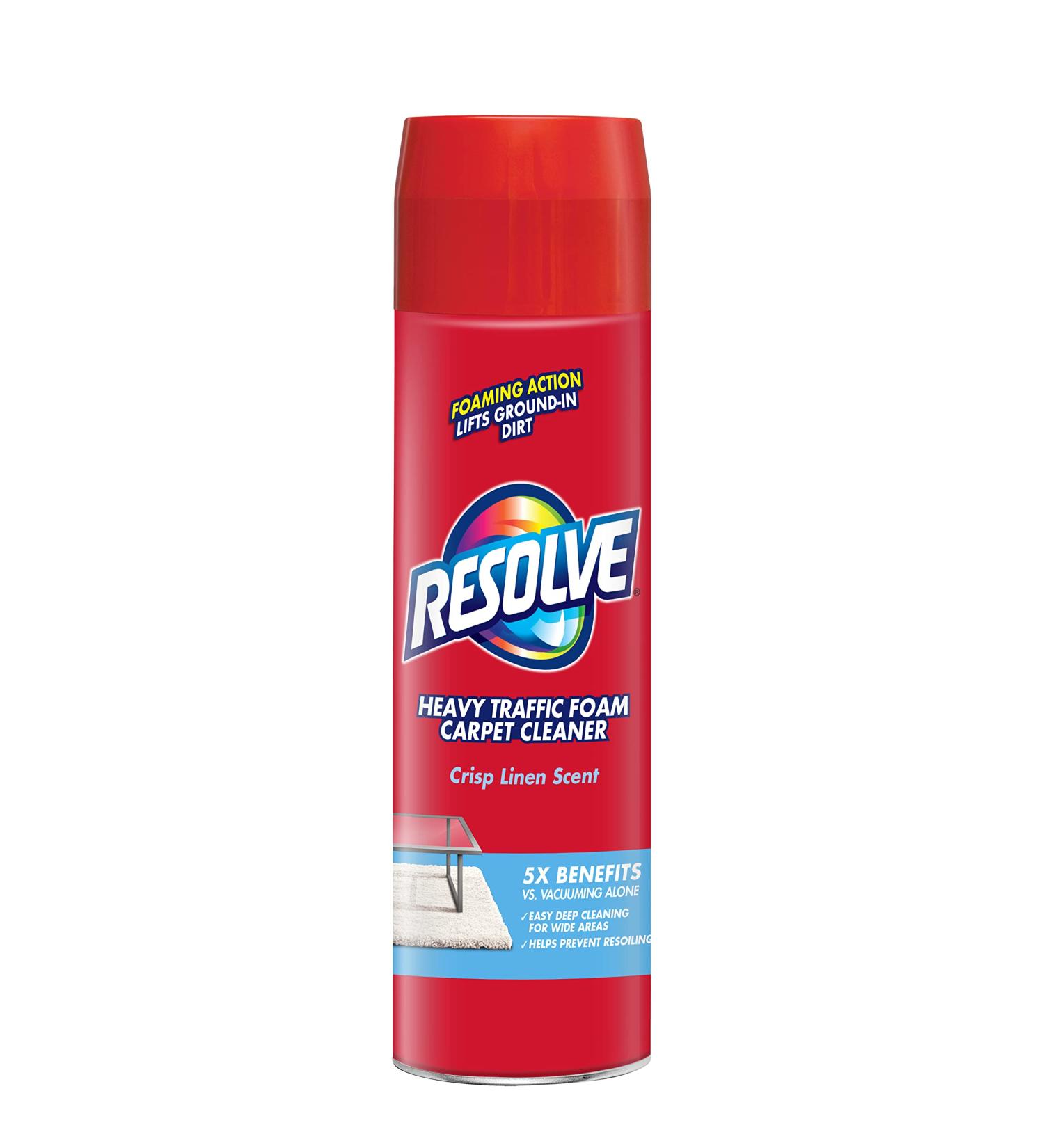 Resolve High Traffic Carpet Foam 22 oz Can - Crisp Linen Scent - Stain Remover & Odor Eliminator - 1.37 lb Pack - Buy Online on GoSupps.com