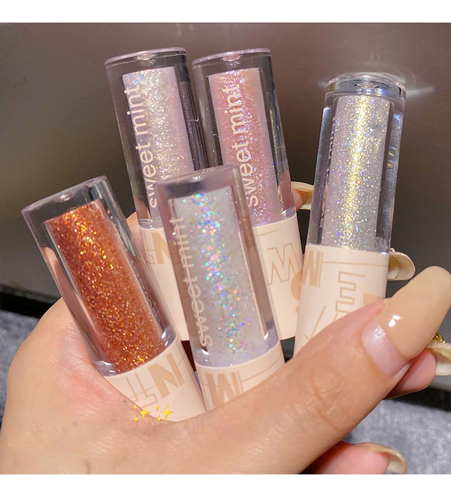 Bekoeen 5 PCS Liquid Glitter Eyeshadow Set - Korean Makeup for Bling Pigmented Eyes | Long Lasting, Quick Drying Formula with Loose Glitter Glue - Buy Online on GoSupps.com