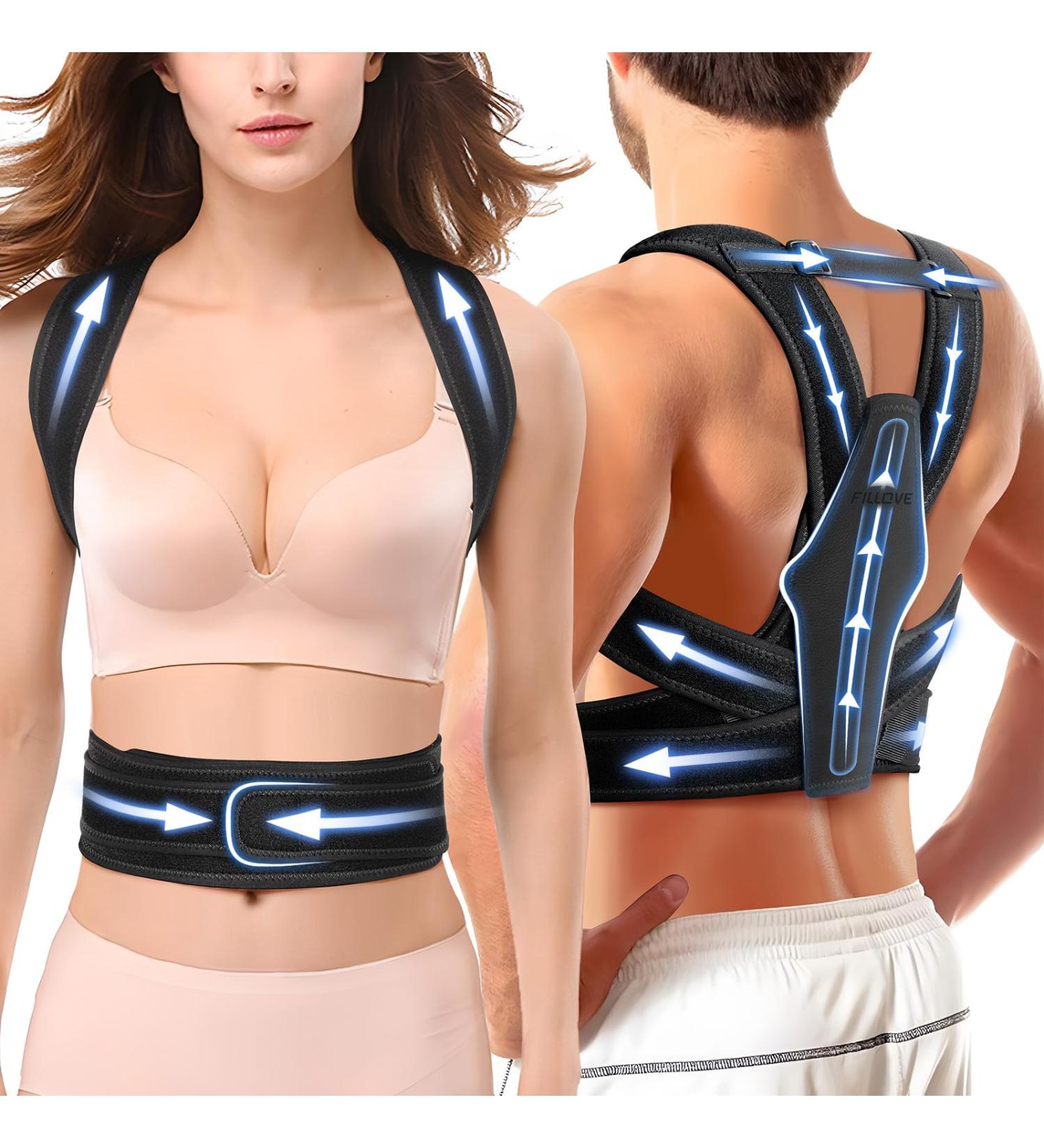 FILLOVE Posture Corrector for Men & Women - Magnetic Therapy Back Support Adjustable Upper Back Brace for Neck Clavicle Spine & Shoulder Pain Relief (Black L/XL - Buy Online on GoSupps.com