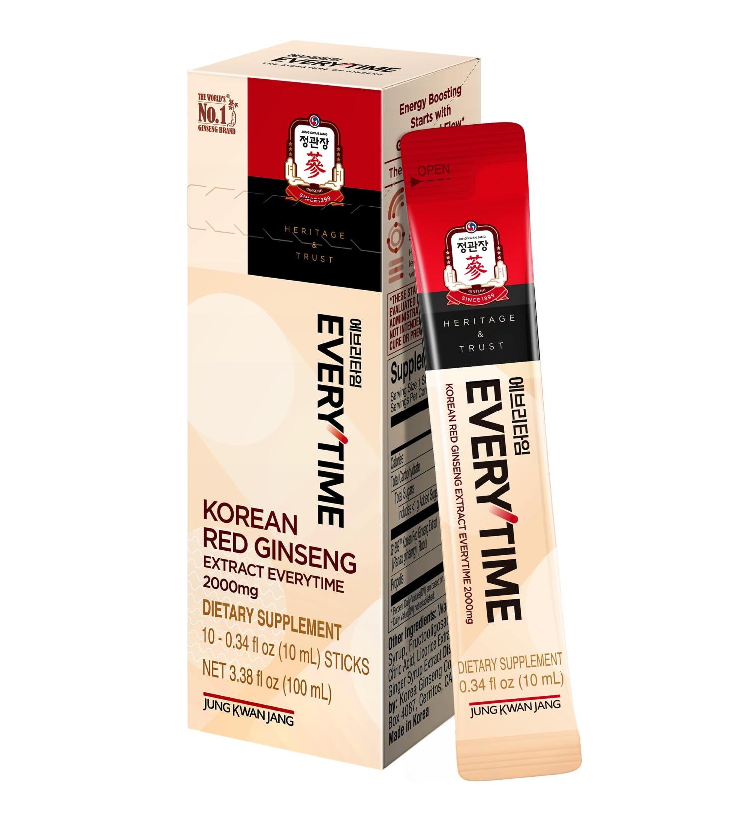 JUNG KWAN JANG Everytime Korean Red Ginseng Extract 2 000mg - Liquid Stick Supplements with Propolis & Adaptogen - Energy Boost & Immune Support Natural & Healthy Energy Drinks (10 Sticks) Signature 10 Sticks (0.34 Fl Oz E  - Buy Online on GoSupps.com