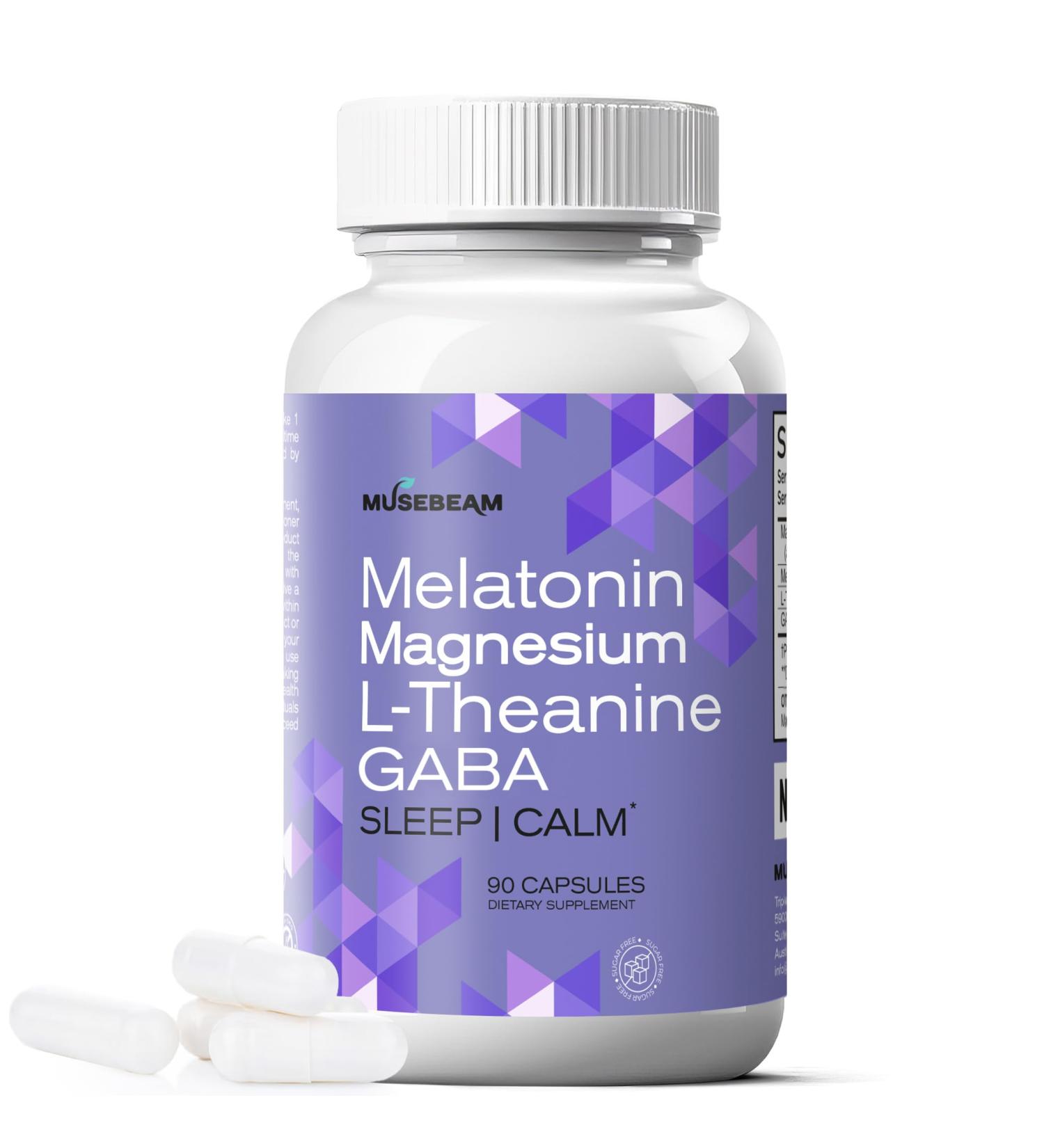 Magnesium Glycinate 275mg Melatonin 5mg L-Theanine 200mg GABA 100mg Capsules - Full Rest Nighttime Bedtime Support Supplement for Men Women - Vegan Sugar-Free Gluten-Free 90 Count (Pack of 1) - Buy Online on GoSupps.com