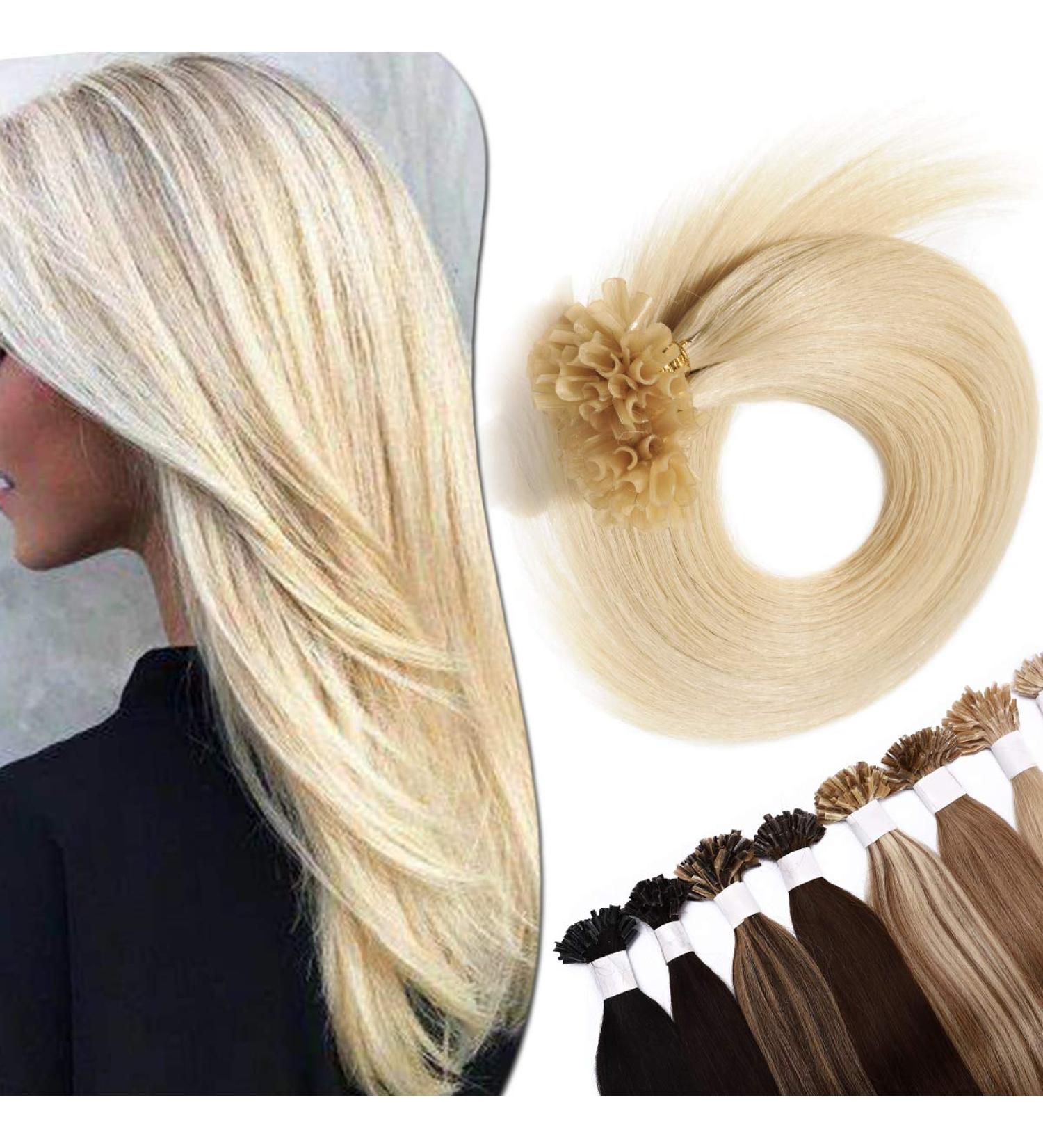 22 inch Pre Bonded Hair Extensions 100 Strands 100% Remy Human Hair Keratin Nail U Tip Real Hair Extension Straight (#60 Platinum Blonde 50g) - Buy Online on GoSupps.com