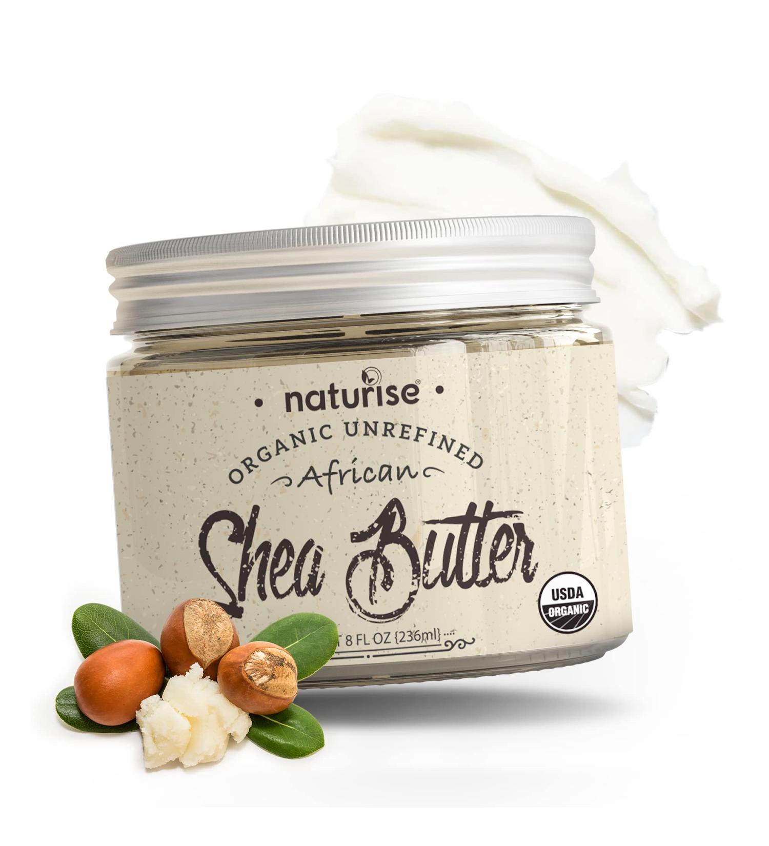 Naturise Organic Raw African Shea Butter - Pure Moisturizer for Skin & Hair, GMO-Free, 8 oz - Buy Online on GoSupps.com