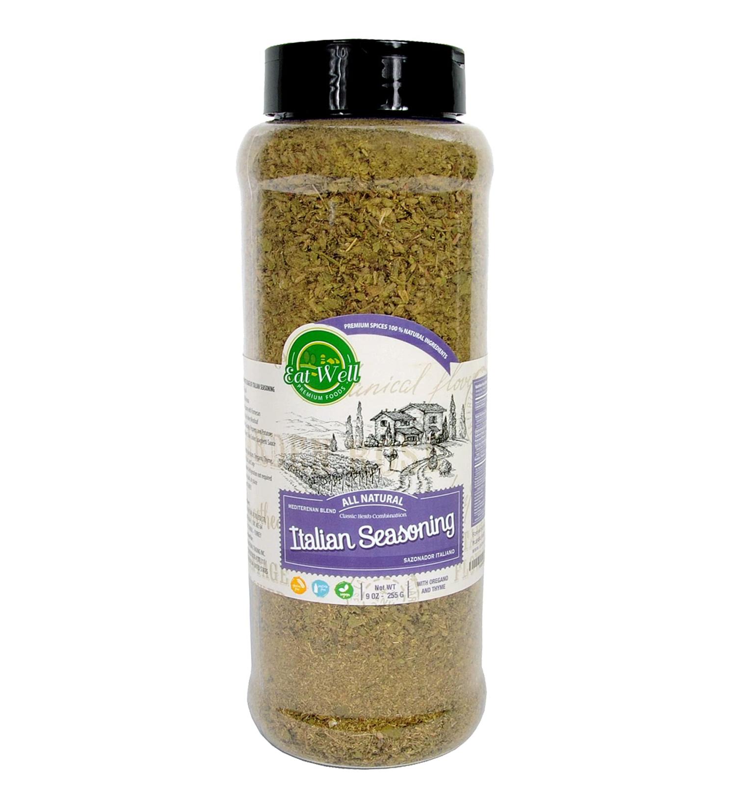 Eat Well Premium Foods Italian Seasoning 9 oz (255g) - Authentic Blend of Italian-Style Herbs & Spices - Salt-Free Mediterranean Spice Mix - Buy Online on GoSupps.com