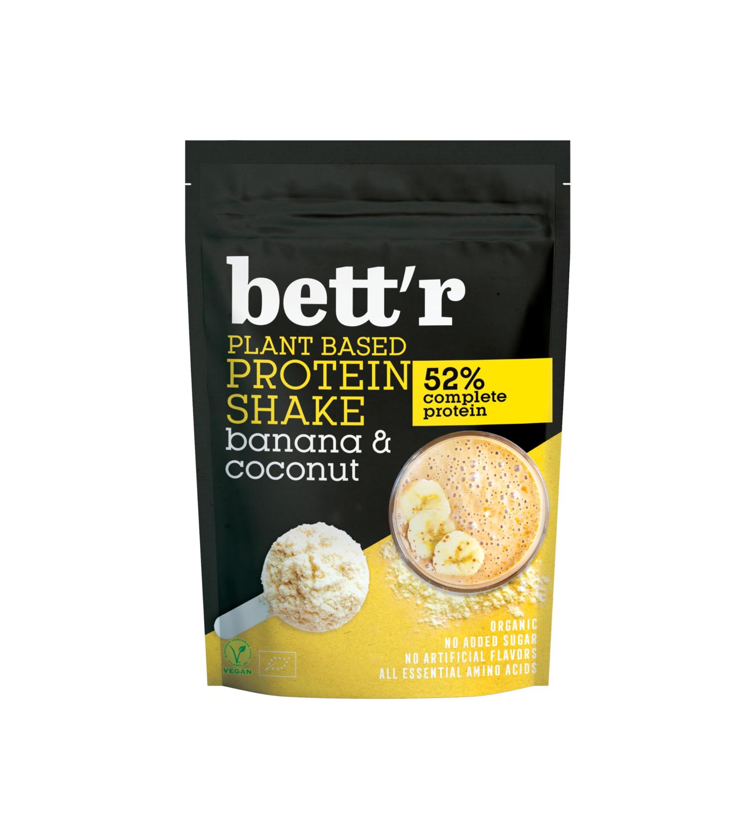 Bett'r BIO Protein Shake Banana and Coconut - Organic Vegan Gluten Free Soy Free and Dairy Free - 450g - Buy Online on GoSupps.com