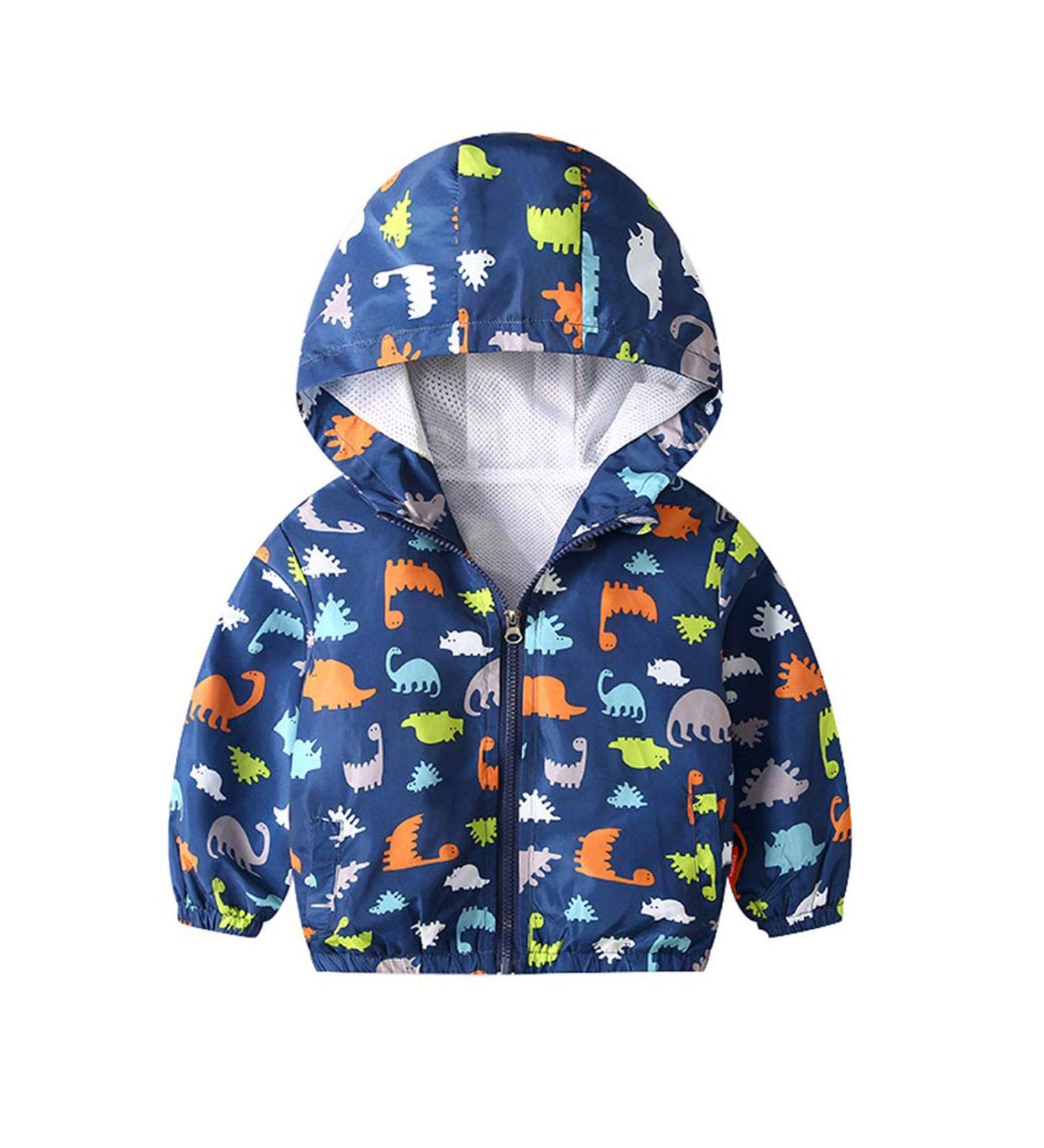 JinBei Boy Toddler Kids Waterproof Hooded Jacket | Windproof Windbreaker Coat for 1-7 Years | Sunscreen Outwear Raincoat | 130 Bleu - Buy Online on GoSupps.com