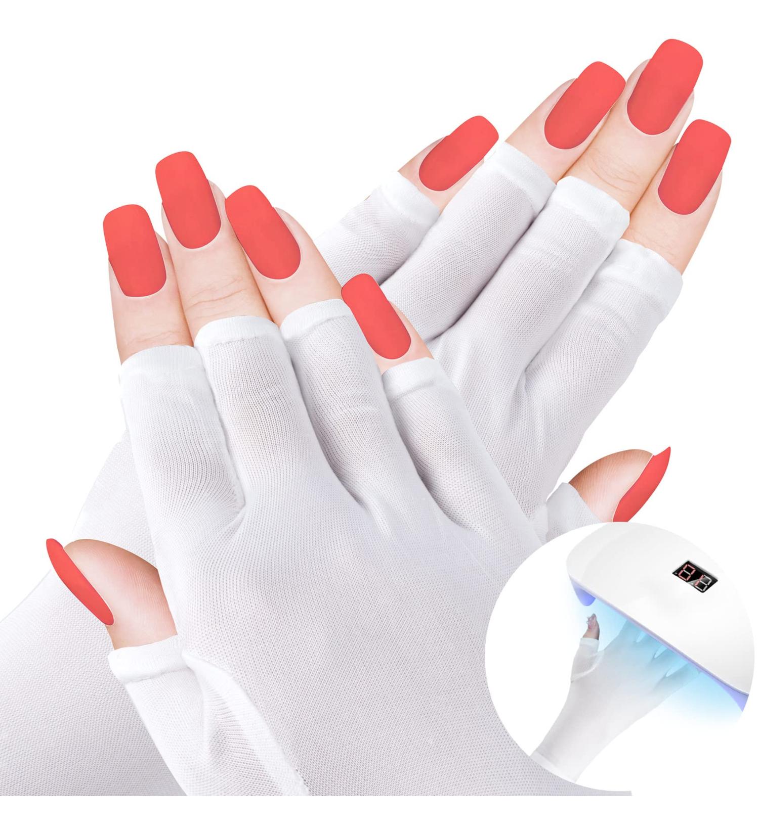 ANCIRS UV Gloves for Gel Nail Lamp Anti UV Gloves for Nail Art DIY Accessories Gel Manicure UV Shield Gloves for Hand Skin Care Protection- White 1 Pair White - Buy Online on GoSupps.com