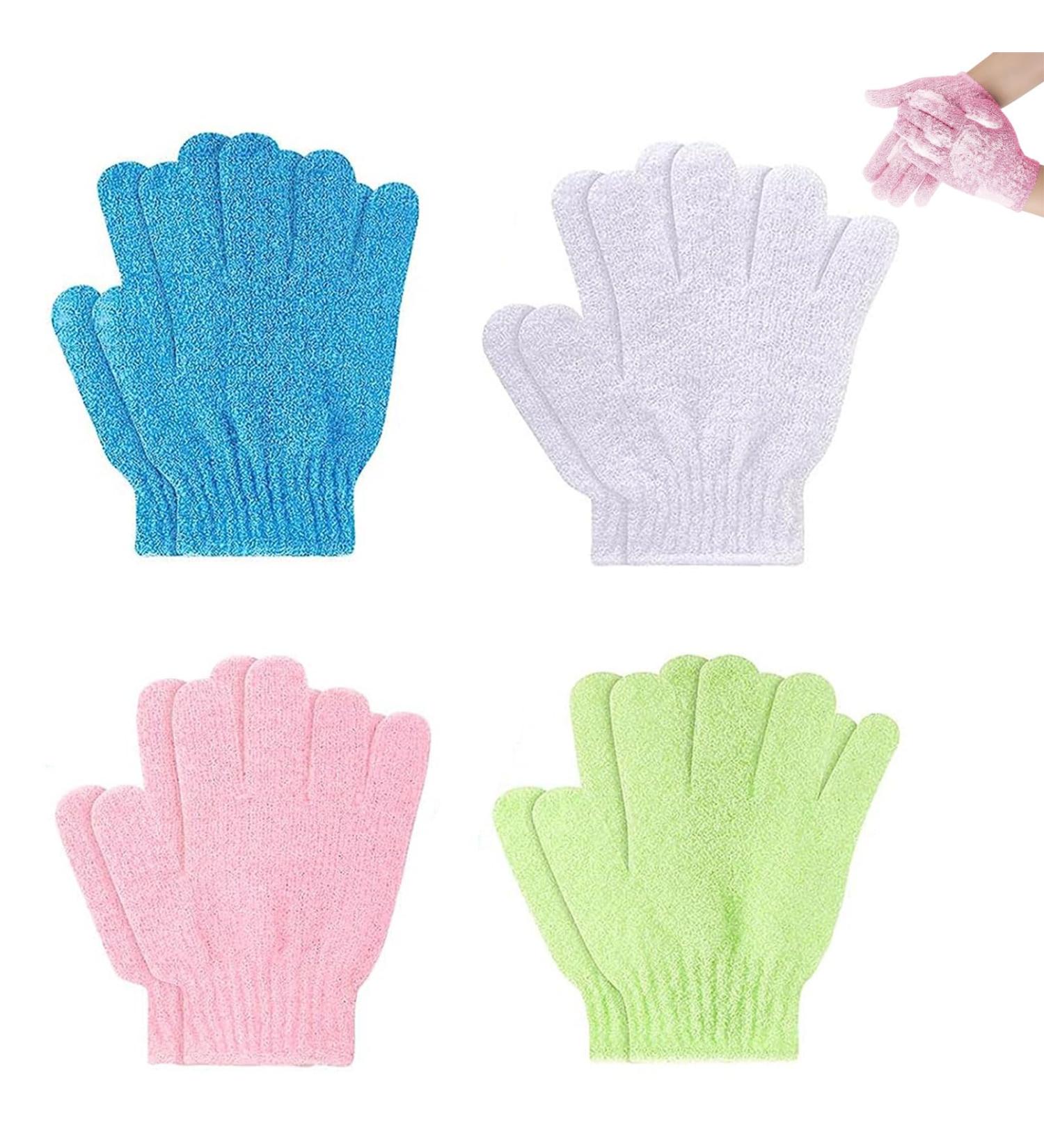 4 Pairs of Peeling Gloves - Body Shower Scrubbing & Sauna Massage Accessories | Dead Skin Remover in 4 Colors - Buy Online on GoSupps.com