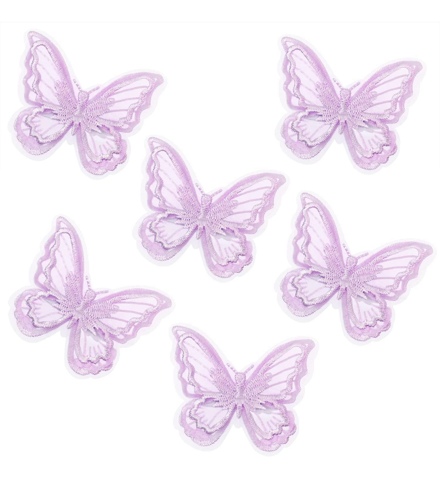6Pcs Lace Embroidery Flower Butterfly Hair Clips | Wedding & Halloween Accessories (Light Purple) - Buy Online on GoSupps.com