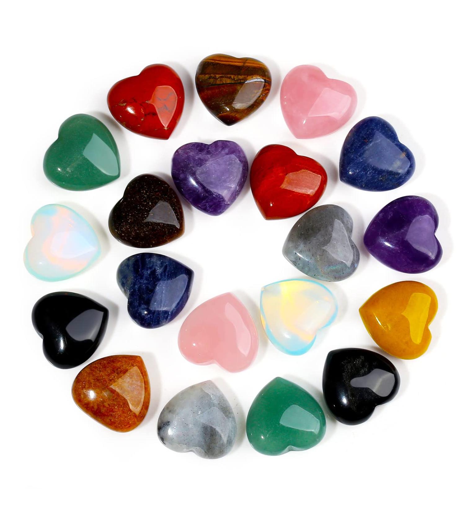 XIANNVXI 10 Pcs Natural Healing Crystals Heart Stones Set - Chakra Reiki Gemstones for Beginners - Multicolour - Buy Online on GoSupps.com