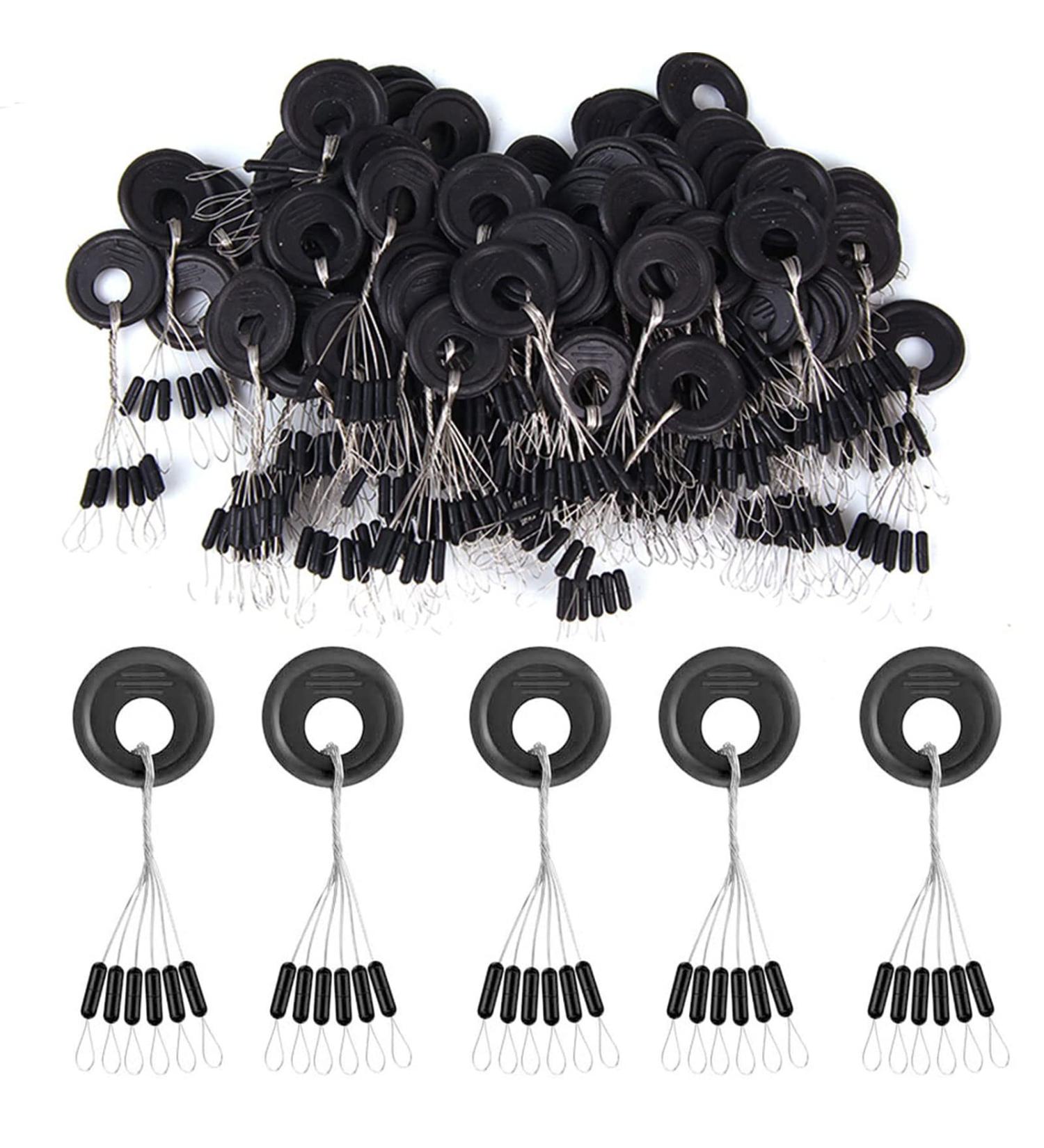 Symphony Angel Bobber Stopper - 300 Pieces 50 Sets | Black Rubber Pearls for Fishing Swimmers | Small Size (0.15-0.24mm Line Diameter) - Buy Online on GoSupps.com
