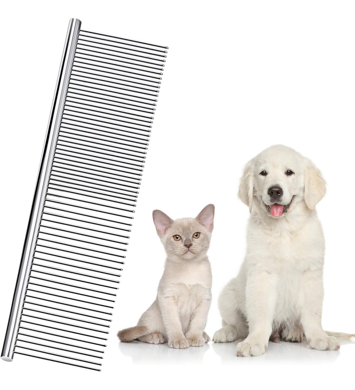 Stainless Steel Pet Grooming Comb for Dogs & Cats | Rounded Teeth Comb for All Sizes - 19x5 cm - Buy Online on GoSupps.com