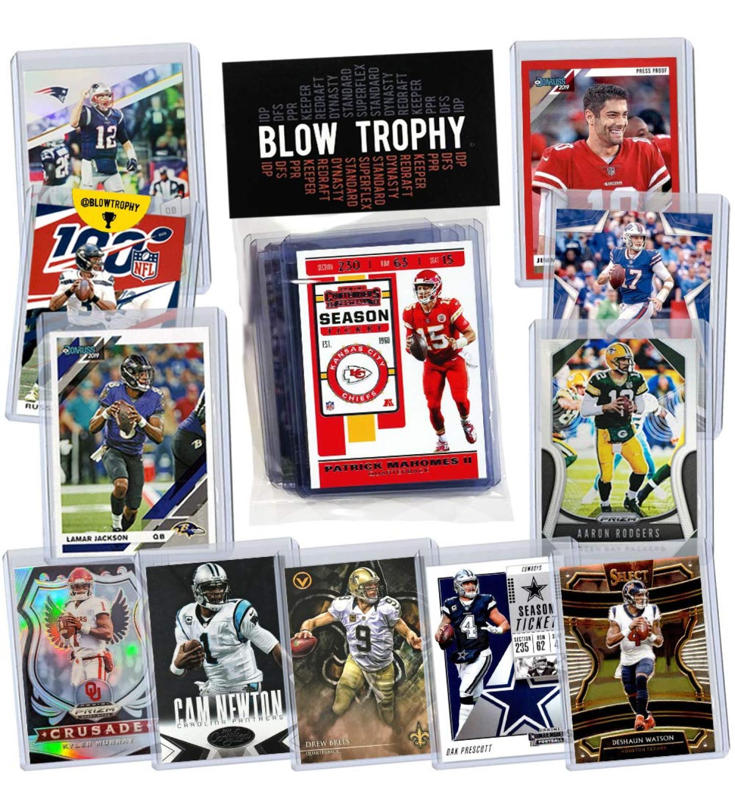NFL Quarterback Football Card Bundle - Set of 12 Mint Star QB Cards with Relic, Serial, Rookie, and Fantasy Football eBook - Buy Online on GoSupps.com