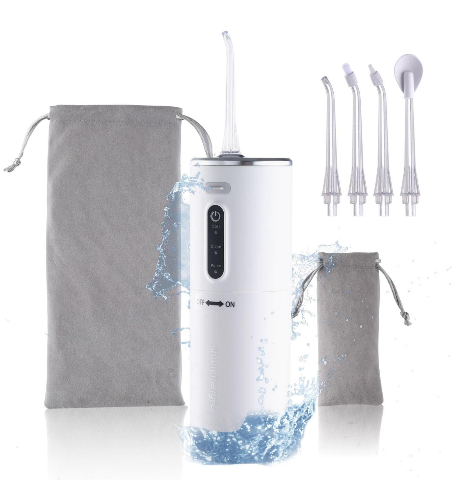Portable Water Dental Flosser - Rechargeable Oral Irrigator IPX7 Waterproof Perfect for Home & Travel Teeth Cleaning (Pearl White - Buy Online on GoSupps.com