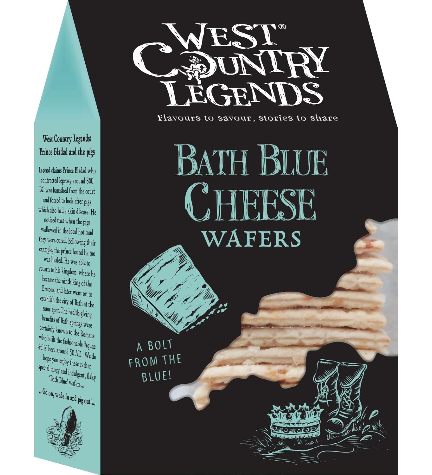 WEST COUNTRY LEGENDS - Bath Blue Cheese Wafers Artisanal Crisp & Savoury Snack Pair with Wine 80g