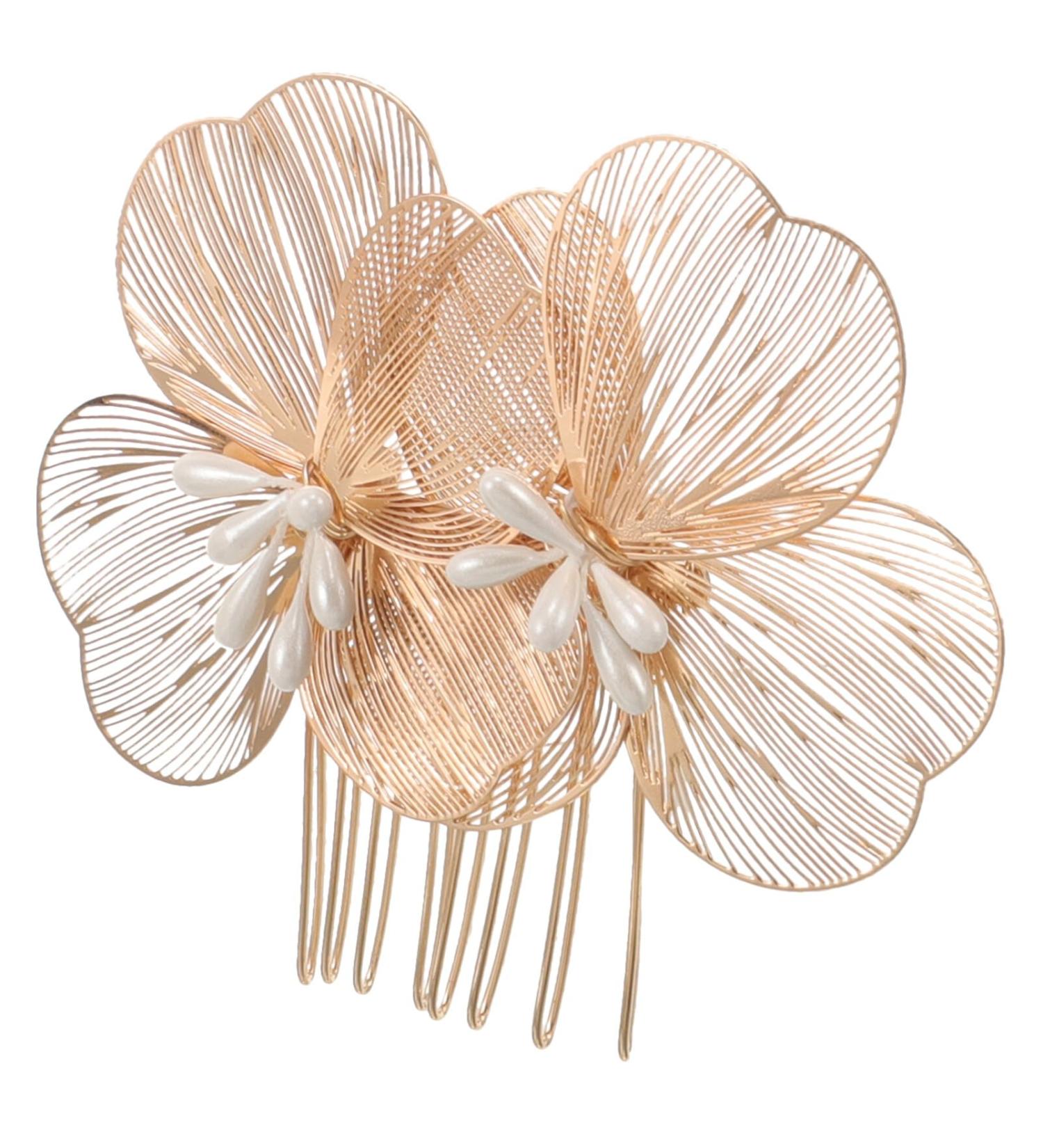 Baluue Flower Hair Comb Retro Hair Side Comb Bride Wedding Hair Comb Clips Flower Pearl Hairpins Headpiece for Women Wedding Prom - Buy Online on GoSupps.com