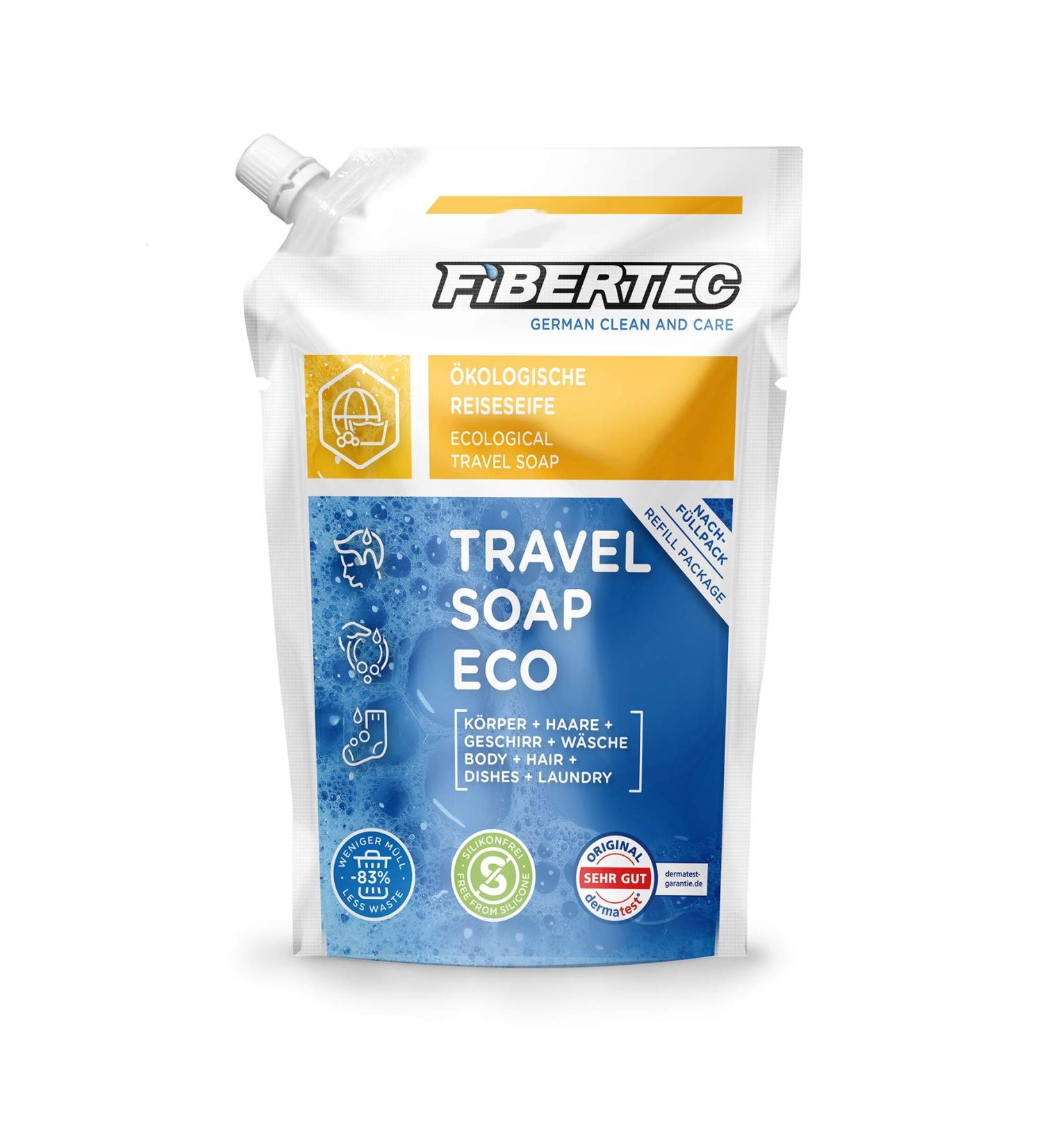 Eco-Friendly Fibertec Travel SOAP Refilling Bags | Biodegradable 500ml Universal Soap for Personal Hygiene & Dishwashing - Buy Online on GoSupps.com