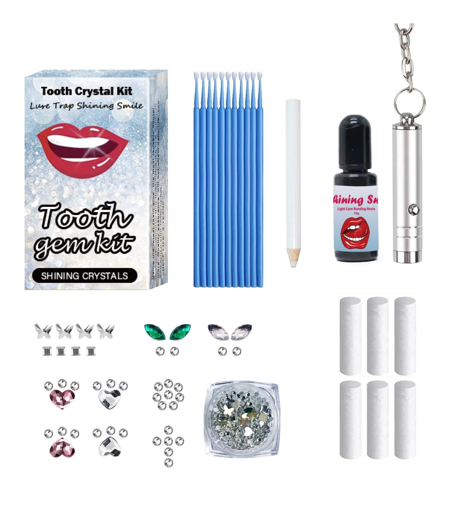 WushXiao Tooth Gem Kit with Curing Light & Glue - Fashionable DIY Crystal Tooth Ornaments Set - Buy Online on GoSupps.com