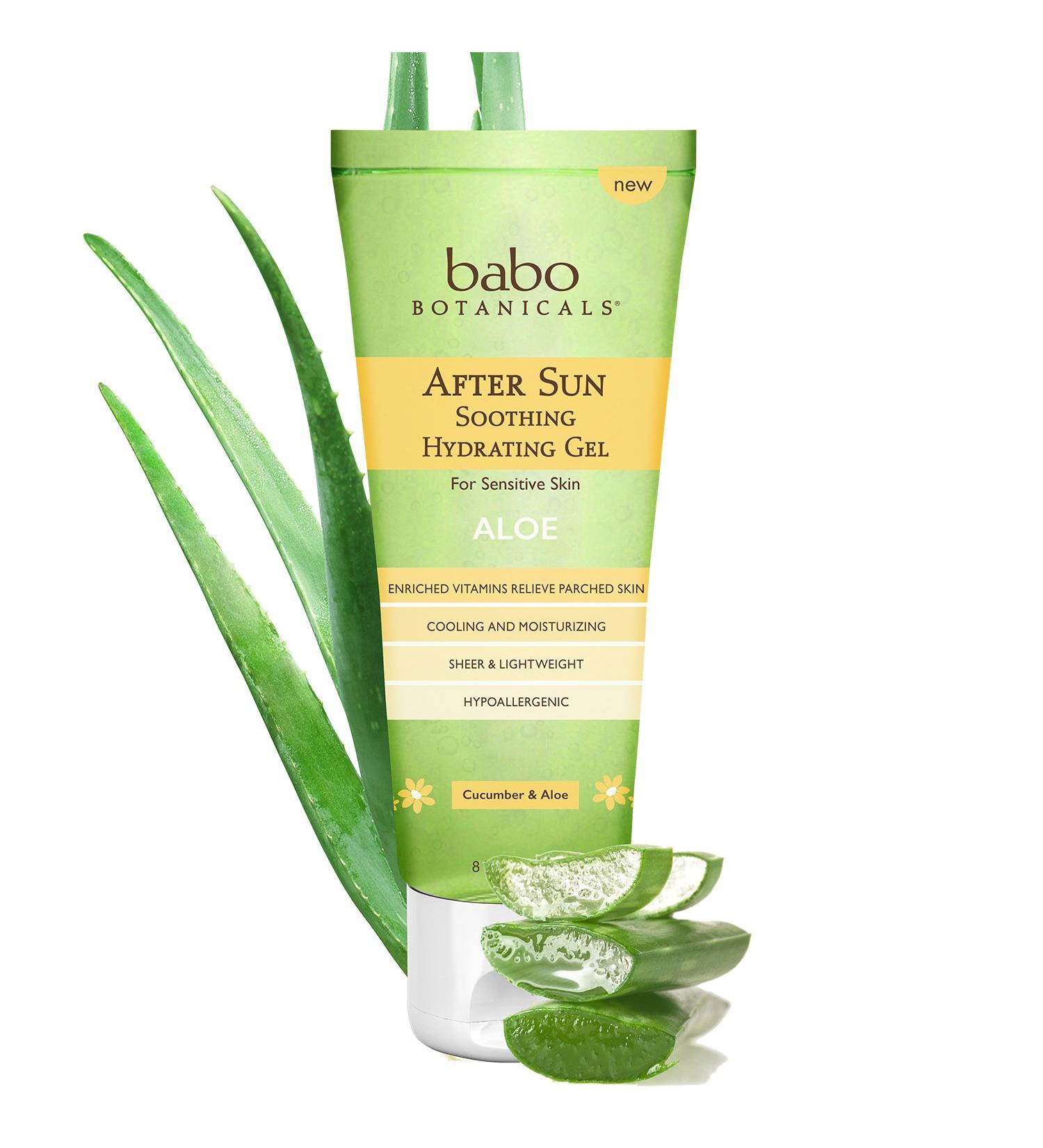 Babo Botanicals After Sun Aloe Vera Gel - Soothing Hydrating Relief for Babies Kids & Sensitive Skin - Vegan 8 oz - Buy Online on GoSupps.com