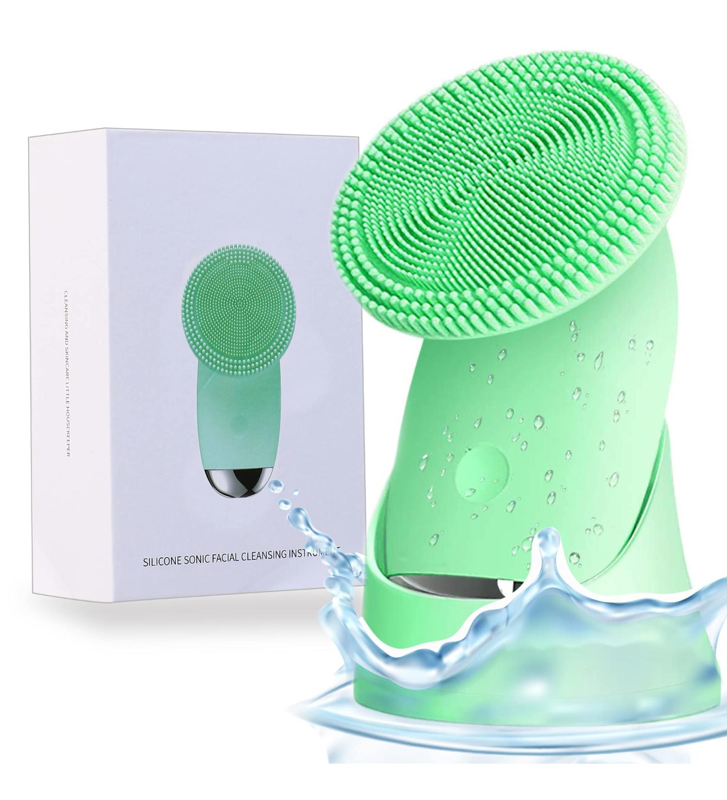 Sonic Facial Cleansing Brush | Soft Silicone Exfoliating Brush for Women | Anti-Aging Deep Cleansing Massage System | Green - Buy Online on GoSupps.com