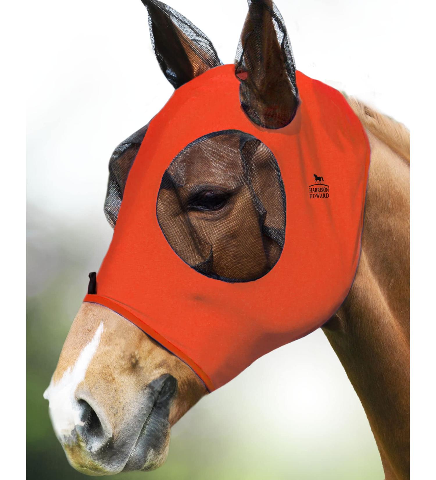 Harrison Howard Super Comfort Stretchy Fly Mask - Large Eye Space UV Protection & Breathability - Orange M Medium - Buy Online on GoSupps.com
