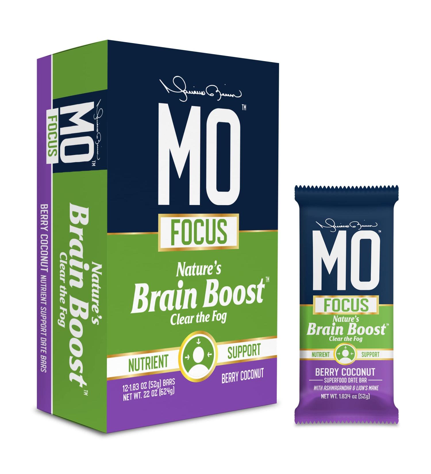 MO FOCUS BARS - All-Natural Superfood Date Bar with Ashwagandha & Lion's Mane - Berry Coconut (12 Bars) - Buy Online on GoSupps.com