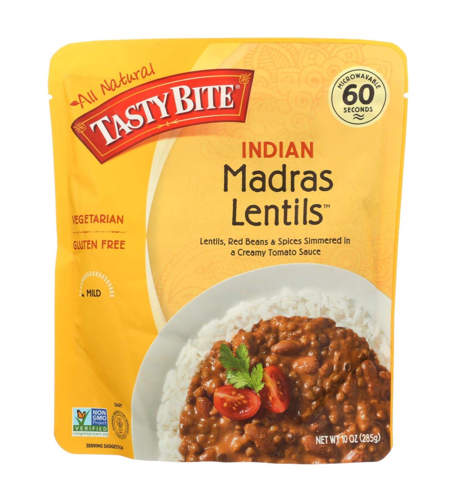 Tasty Bite Entree - Indian Cuisine - Madras Lentils - 10 oz - case of 6 - Gluten Free