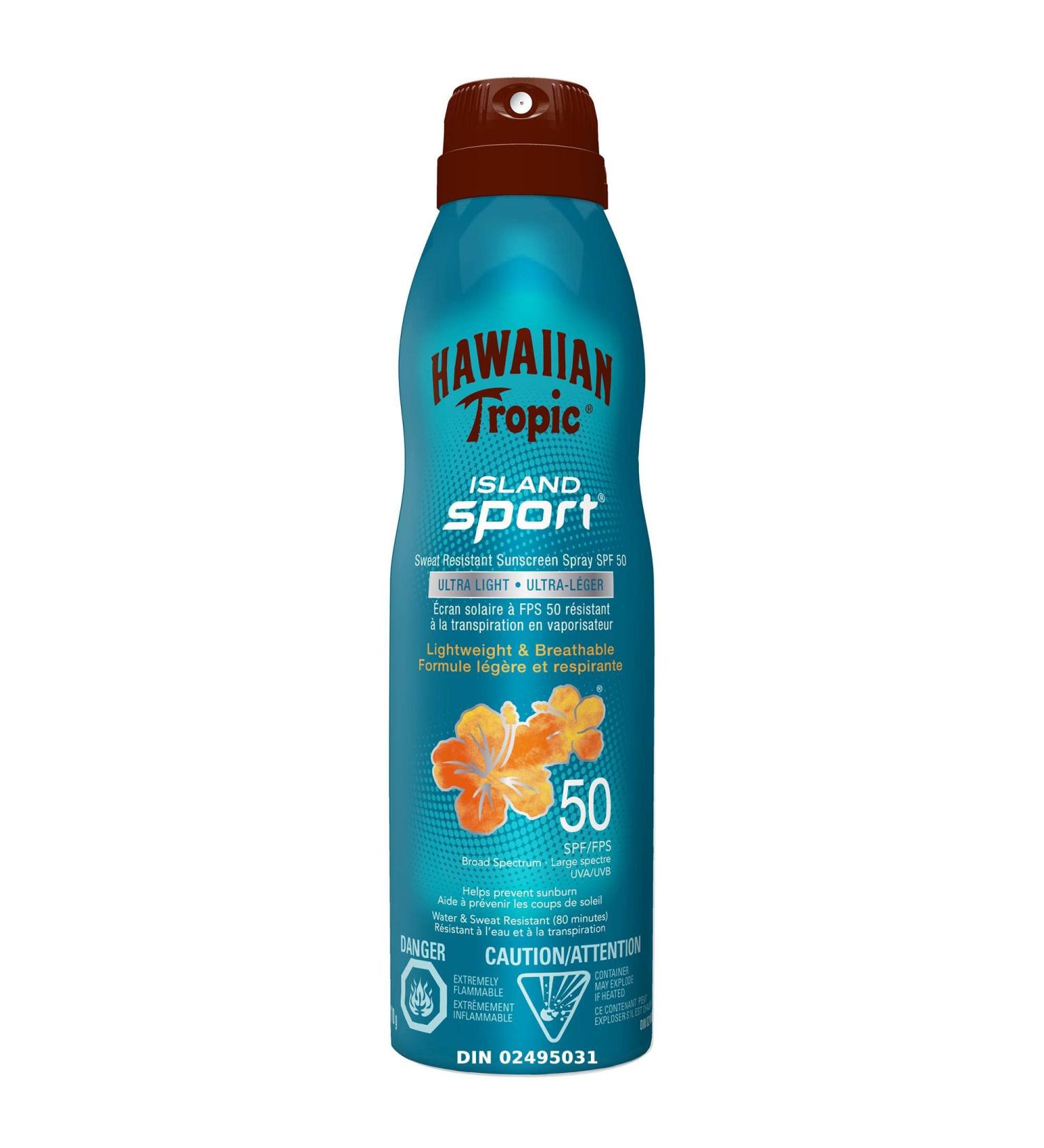 Hawaiian Tropic Island Sport Ultra-light Sport Sunscreen Spray SPF 50 Broad Spectrum Protection 170g - Buy Online on GoSupps.com