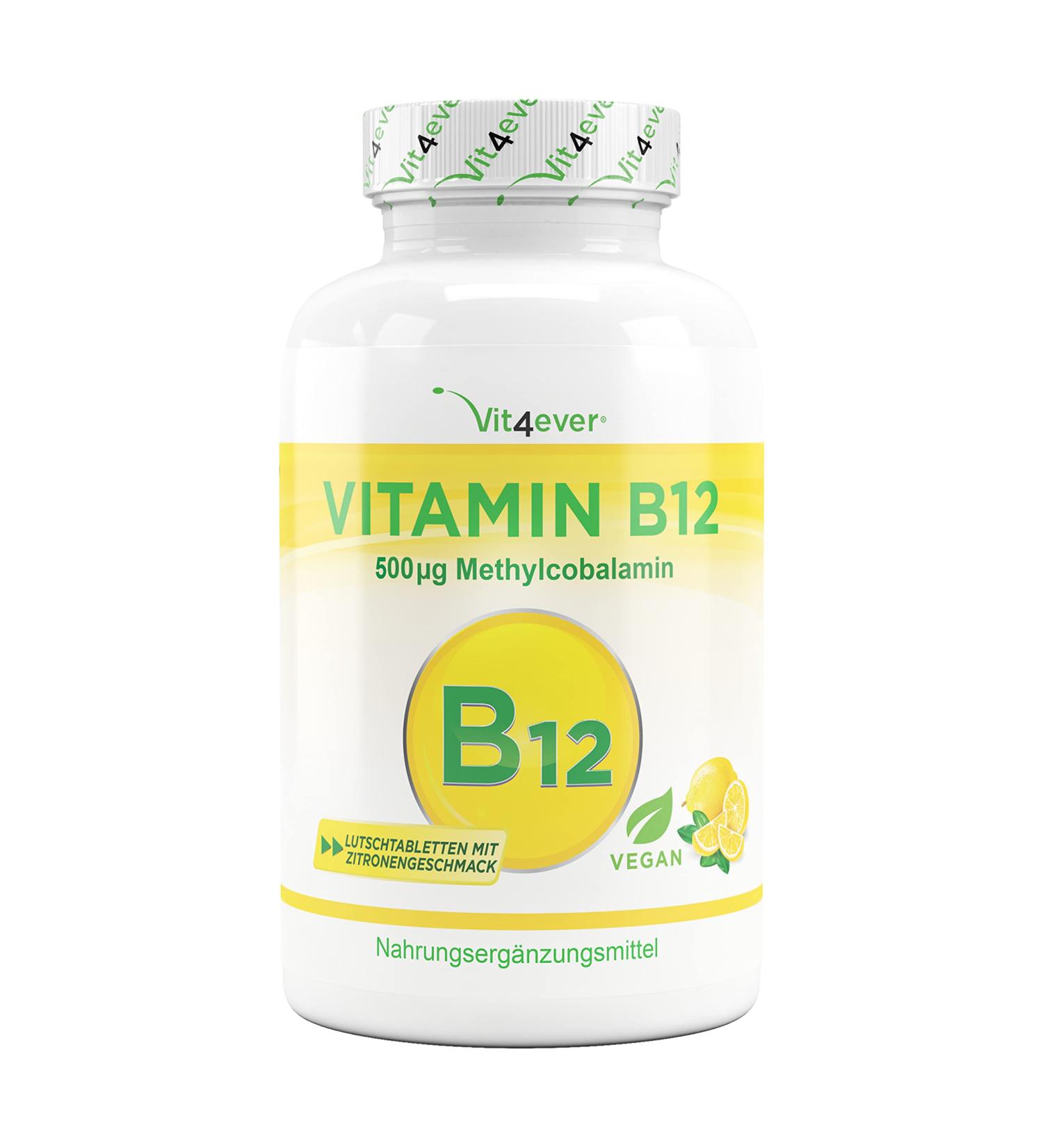 Premium Vegan Vitamin B12 Lozenges - 365 Lemon Flavored Methylcobalamin - High Dosage & Lab Tested - Buy Online on GoSupps.com