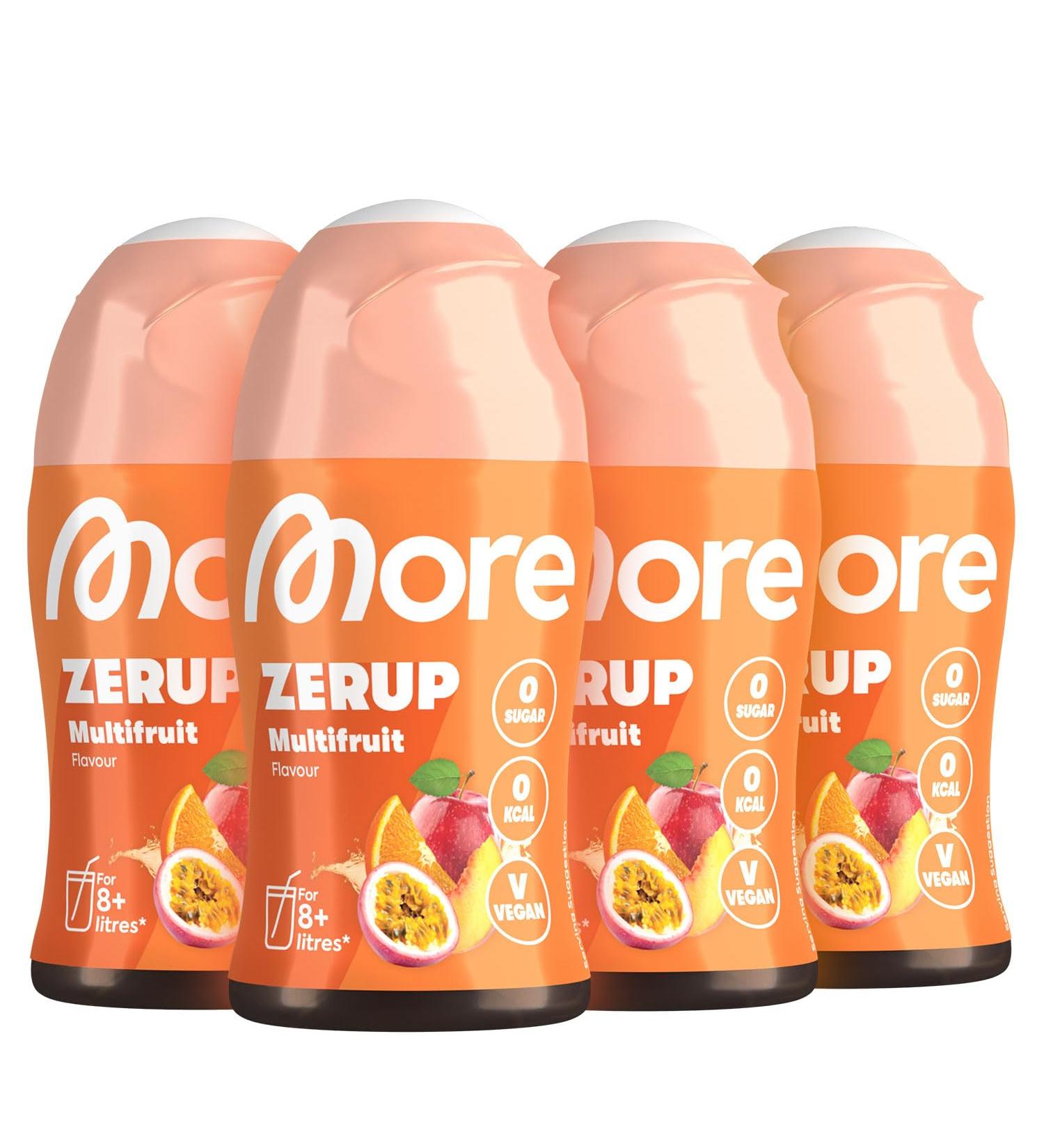 Buy More Zerup Multi-Fruit Sugar-Free Syrup | Vegan Zero Calories Made in Germany | 4 x 65 ml for Up to 32L Finished Drink - Buy Online on GoSupps.com
