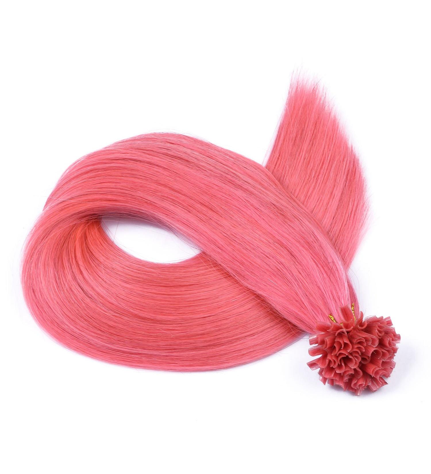 Premium Keratin Bonding Pink Hair Extensions - 40cm U-Tip 25 Strands 100% Real Human Hair - Novon Hair Extensions - Buy Online on GoSupps.com
